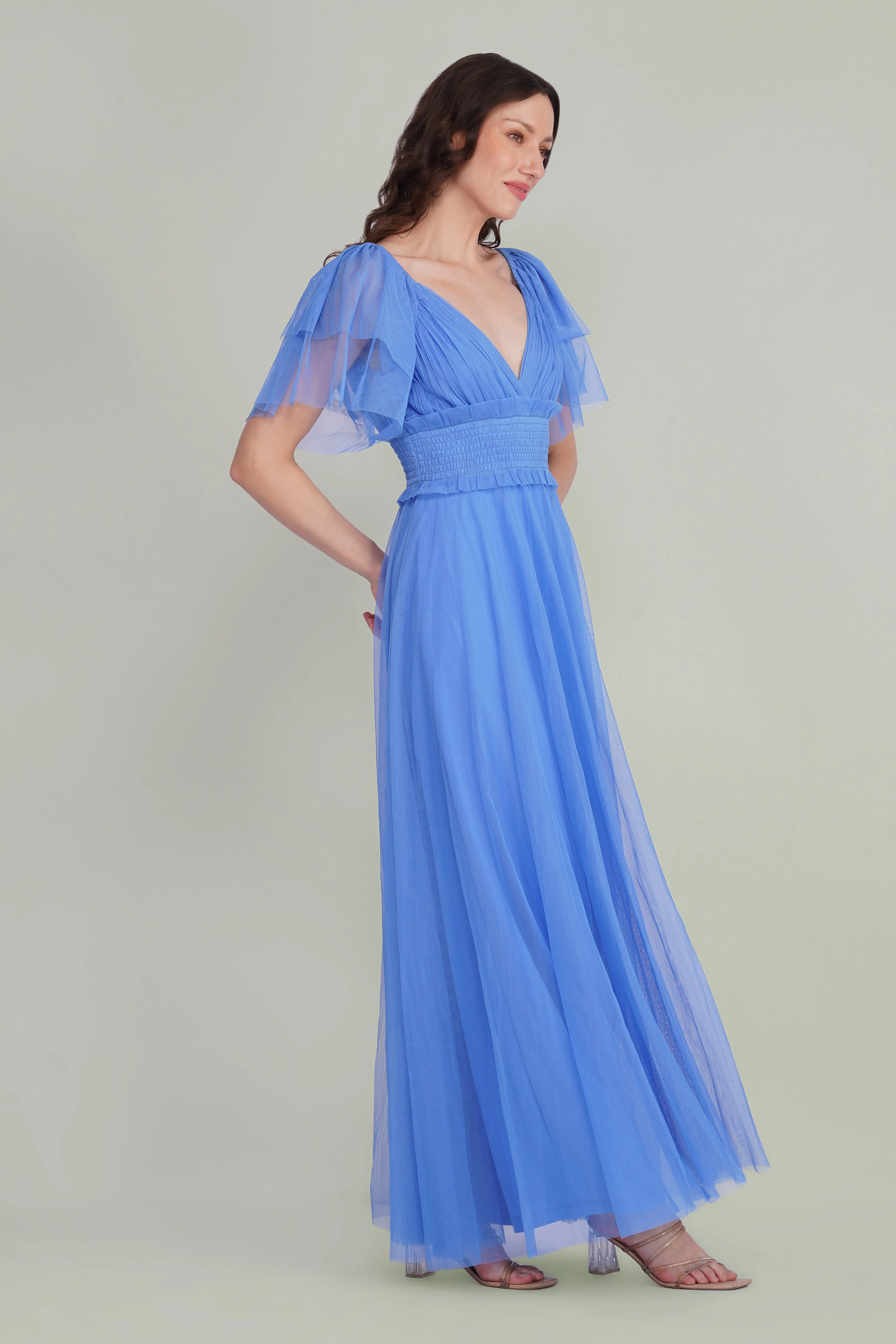 Shelby Tulle Maxi Dress in Marina Blue sold by Lace & Beads product image thumbnail 5