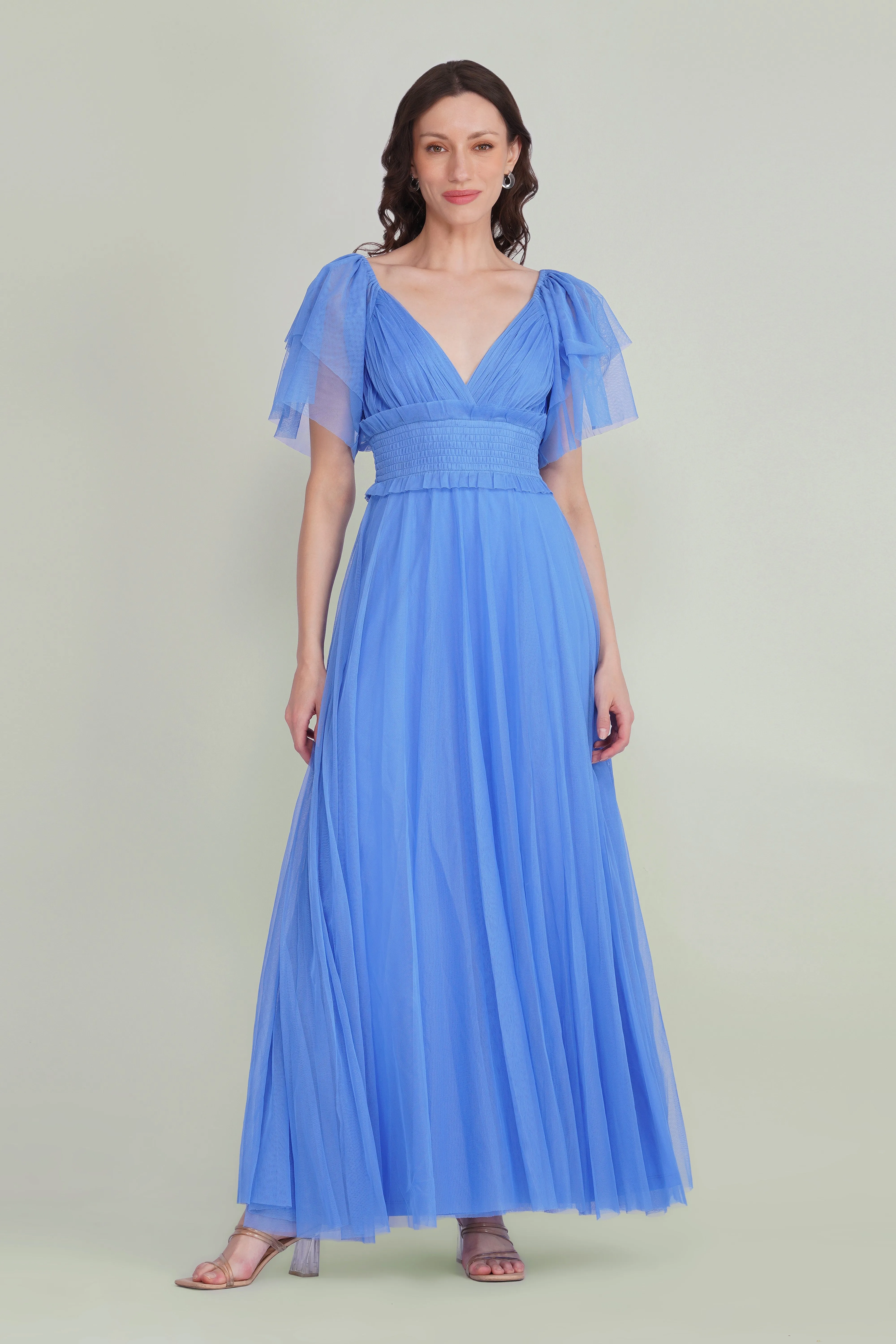 Shelby Tulle Maxi Dress in Marina Blue sold by Lace & Beads product image thumbnail 4