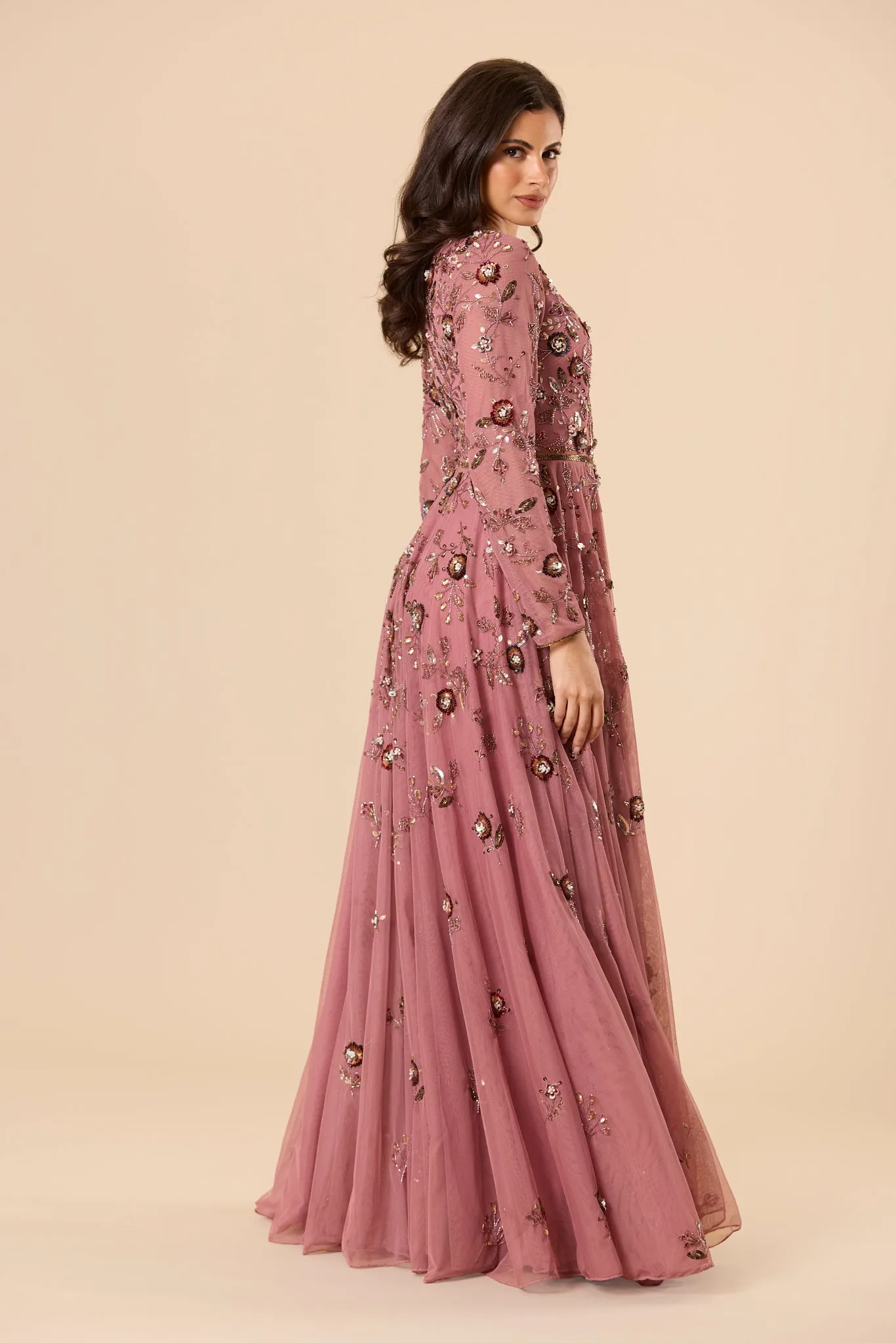 Isaiah Embellished Maxi Dress in Mauve sold by Lace & Beads
