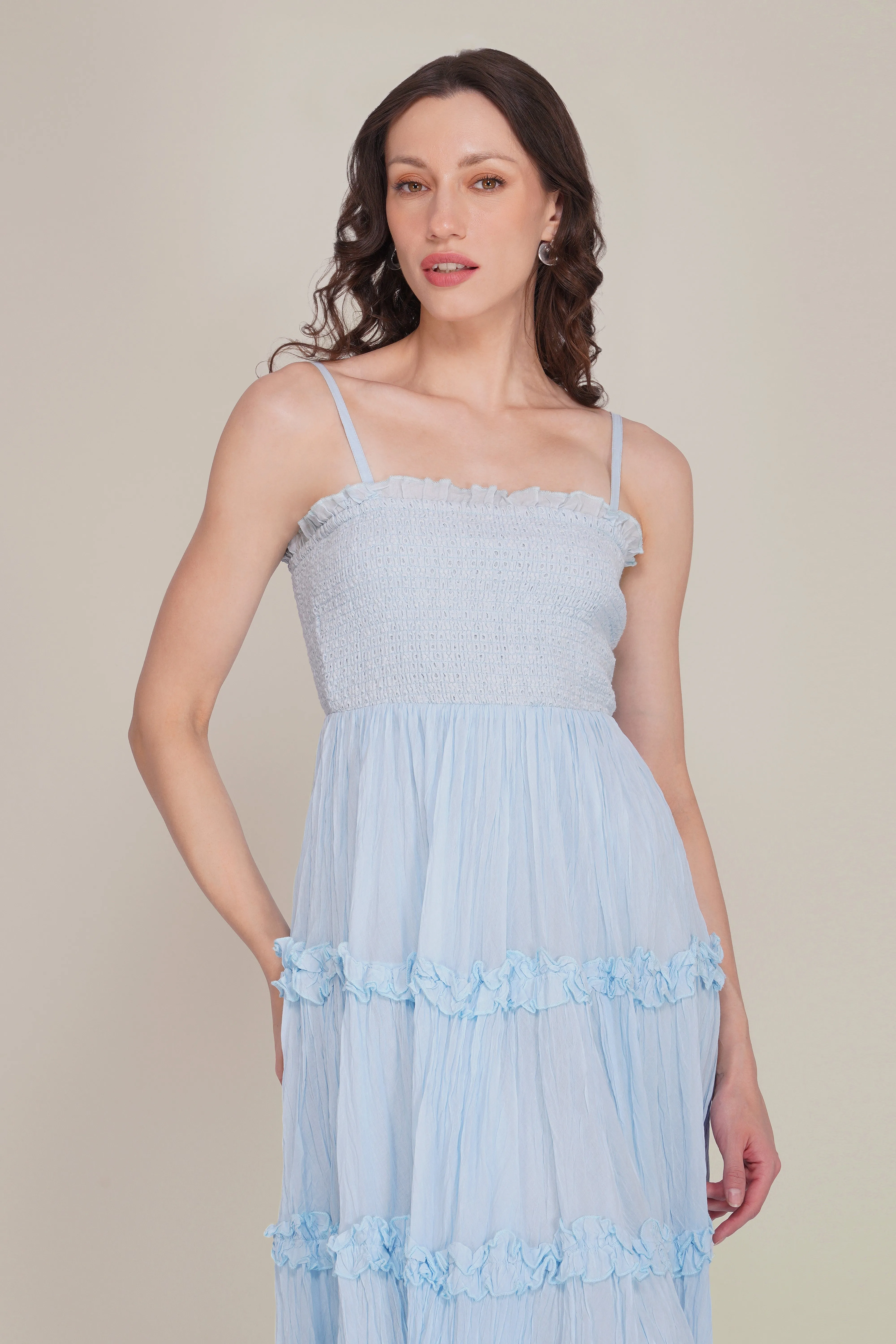 Lulu Bow Cotton Voile Midi Dress in Light Blue sold by Lace & Beads product image thumbnail 5
