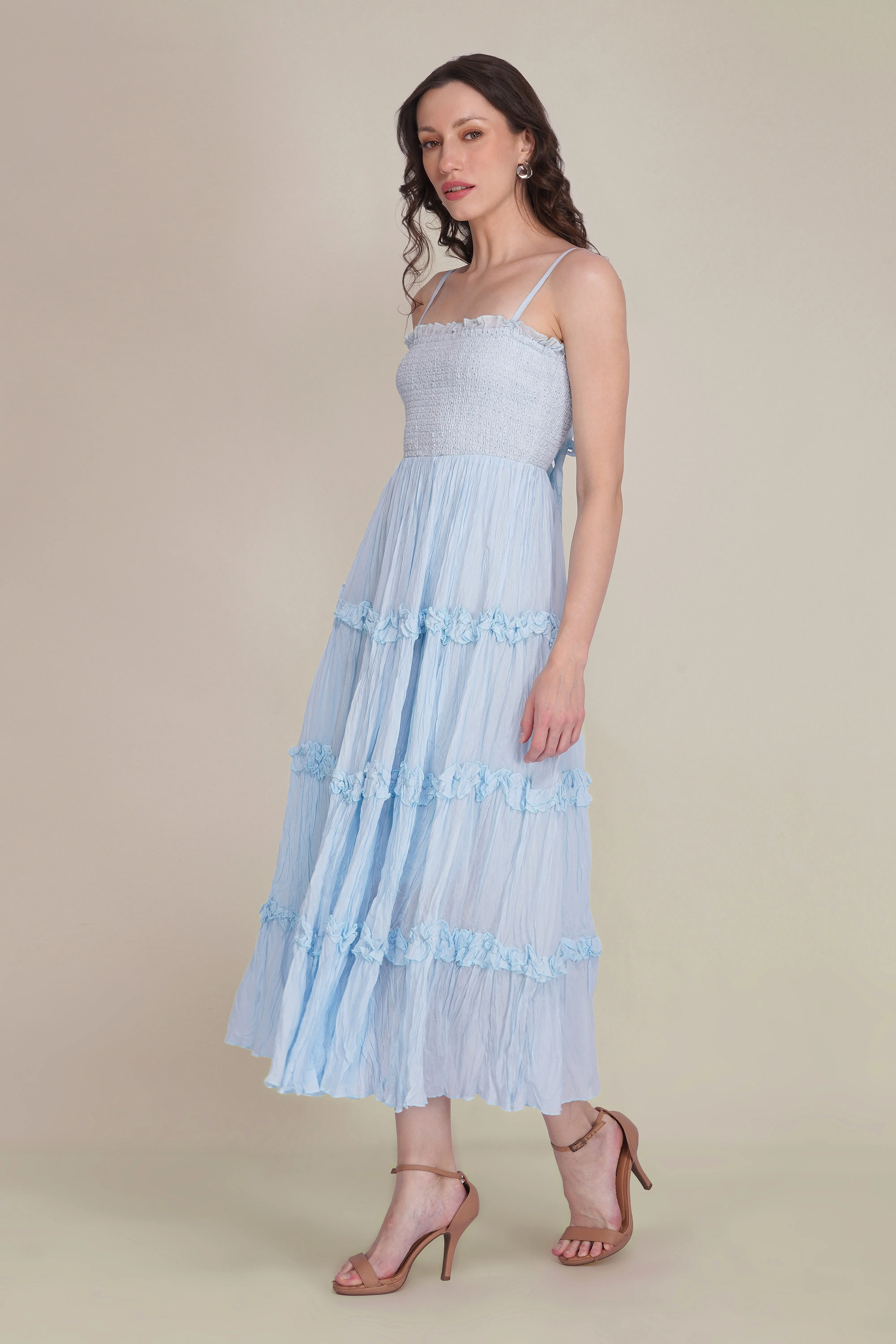 Lulu Bow Cotton Voile Midi Dress in Light Blue sold by Lace & Beads product image thumbnail 4