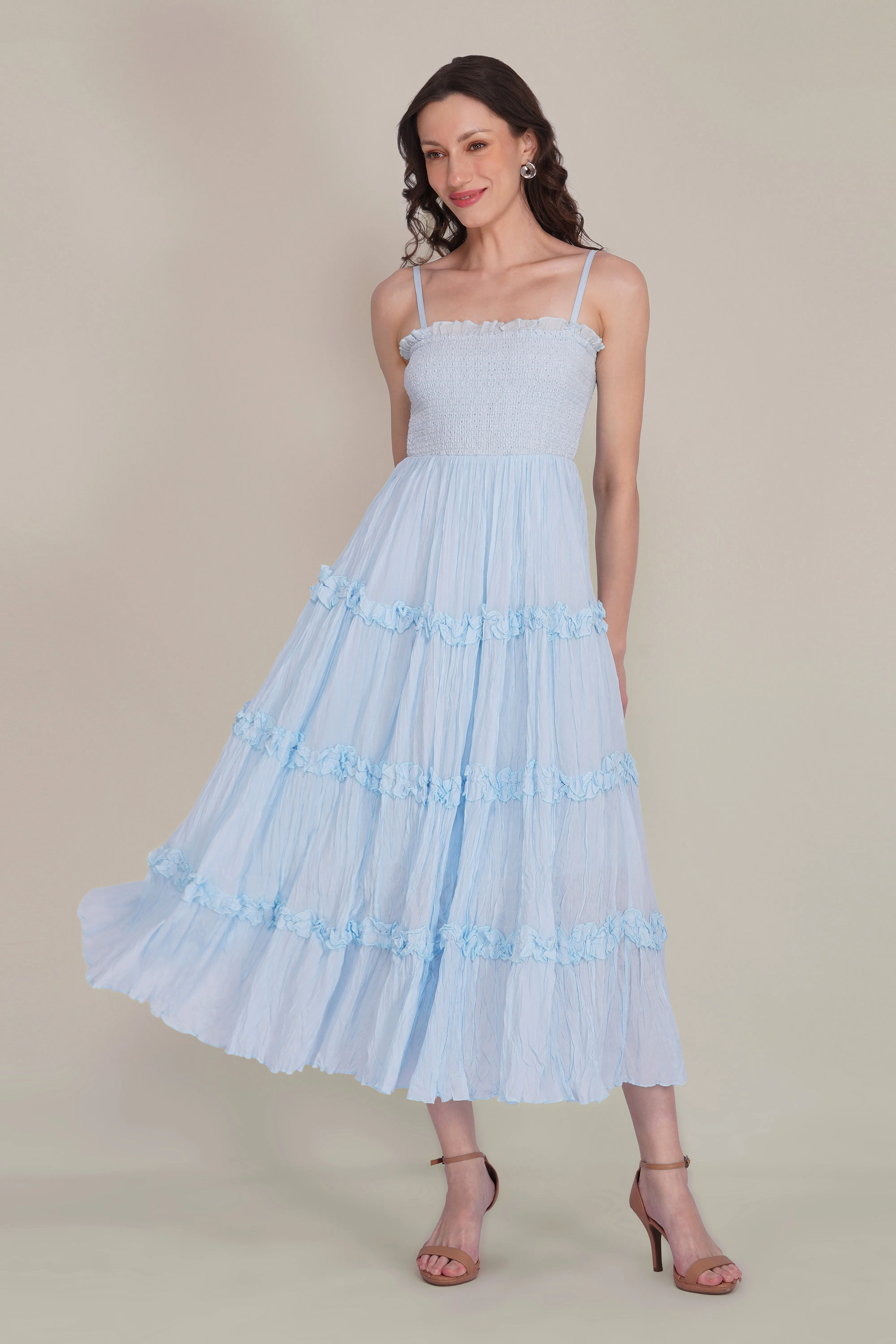 Lulu Bow Cotton Voile Midi Dress in Light Blue sold by Lace & Beads product image thumbnail 2