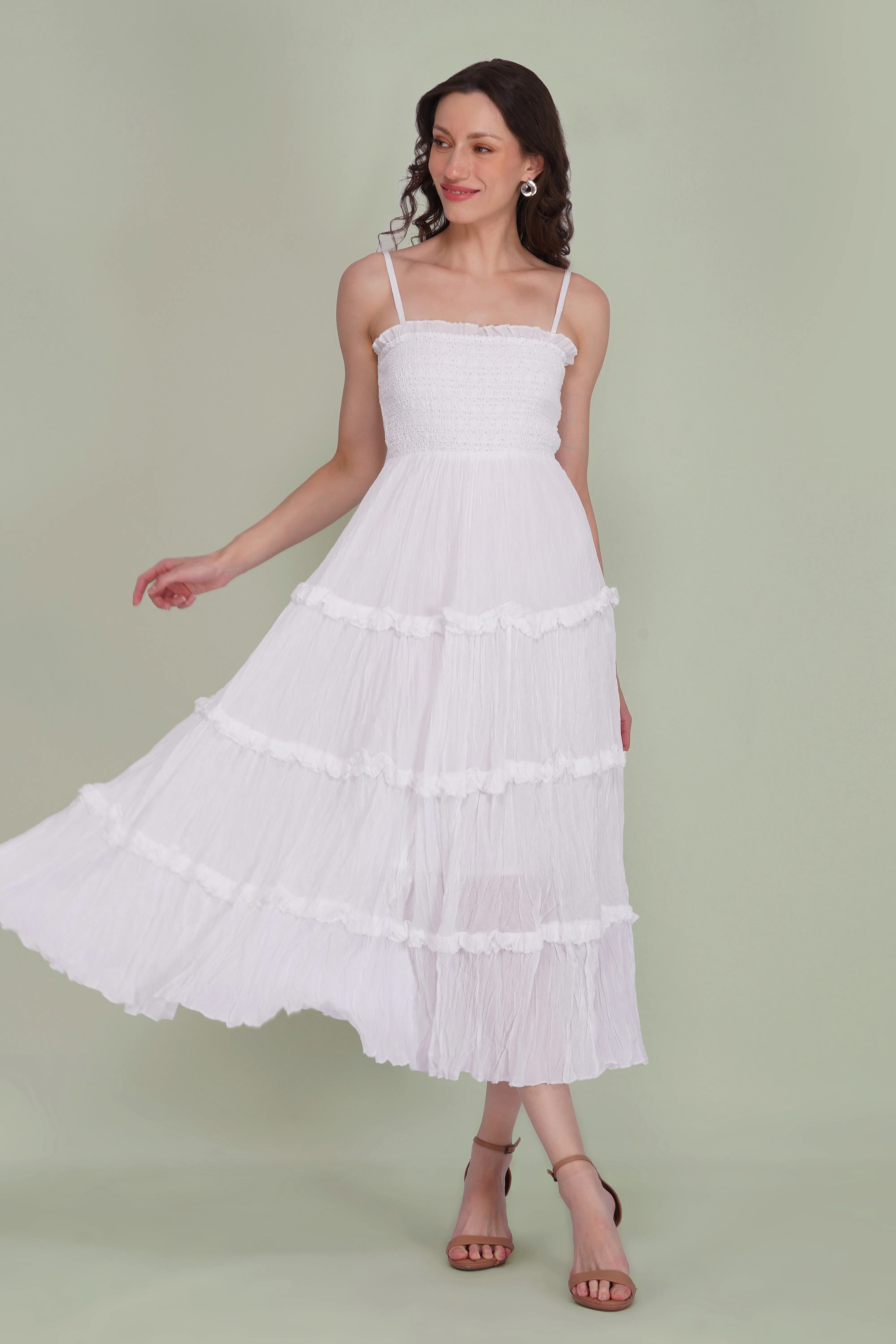 Lulu Cotton Voile Midi Dress in White sold by Lace & Beads product image thumbnail 4
