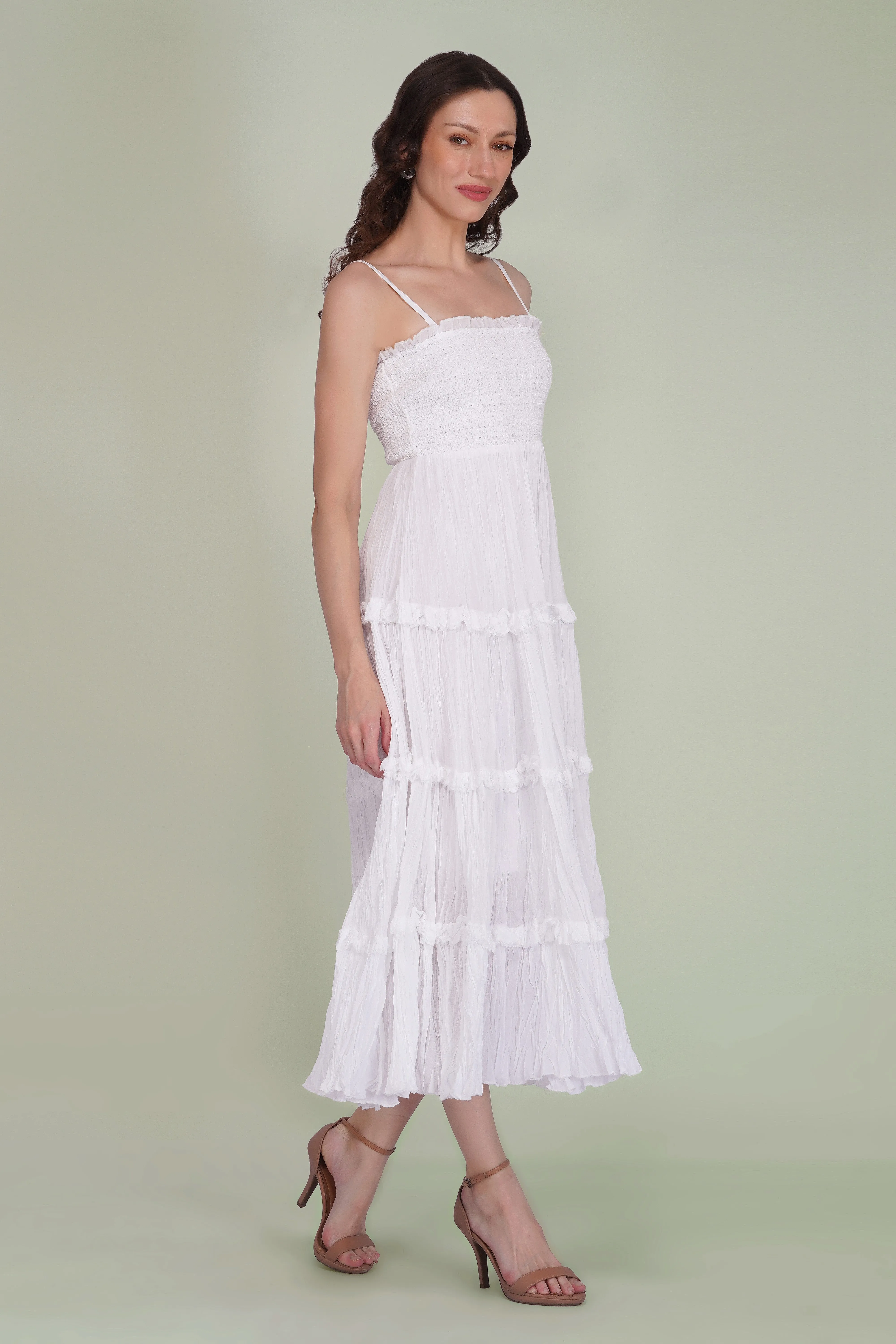 Lulu Cotton Voile Midi Dress in White sold by Lace & Beads product image thumbnail 3