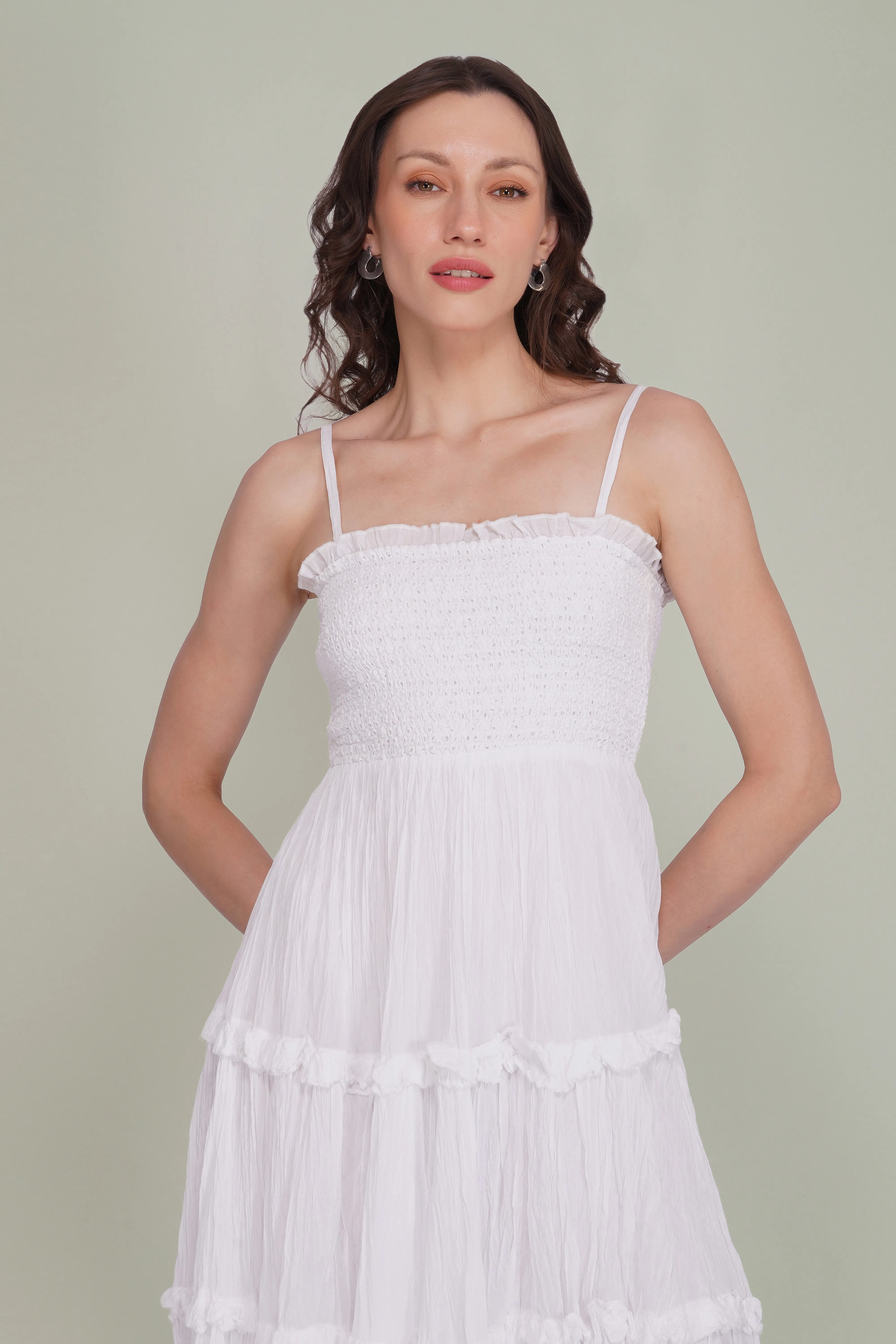 Lulu Cotton Voile Midi Dress in White sold by Lace & Beads product image thumbnail 2