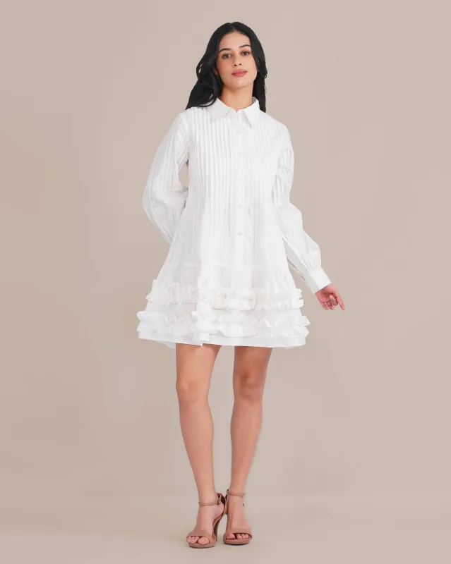 Tokyo Poplin Mini Dress in White made by Lace & Beads