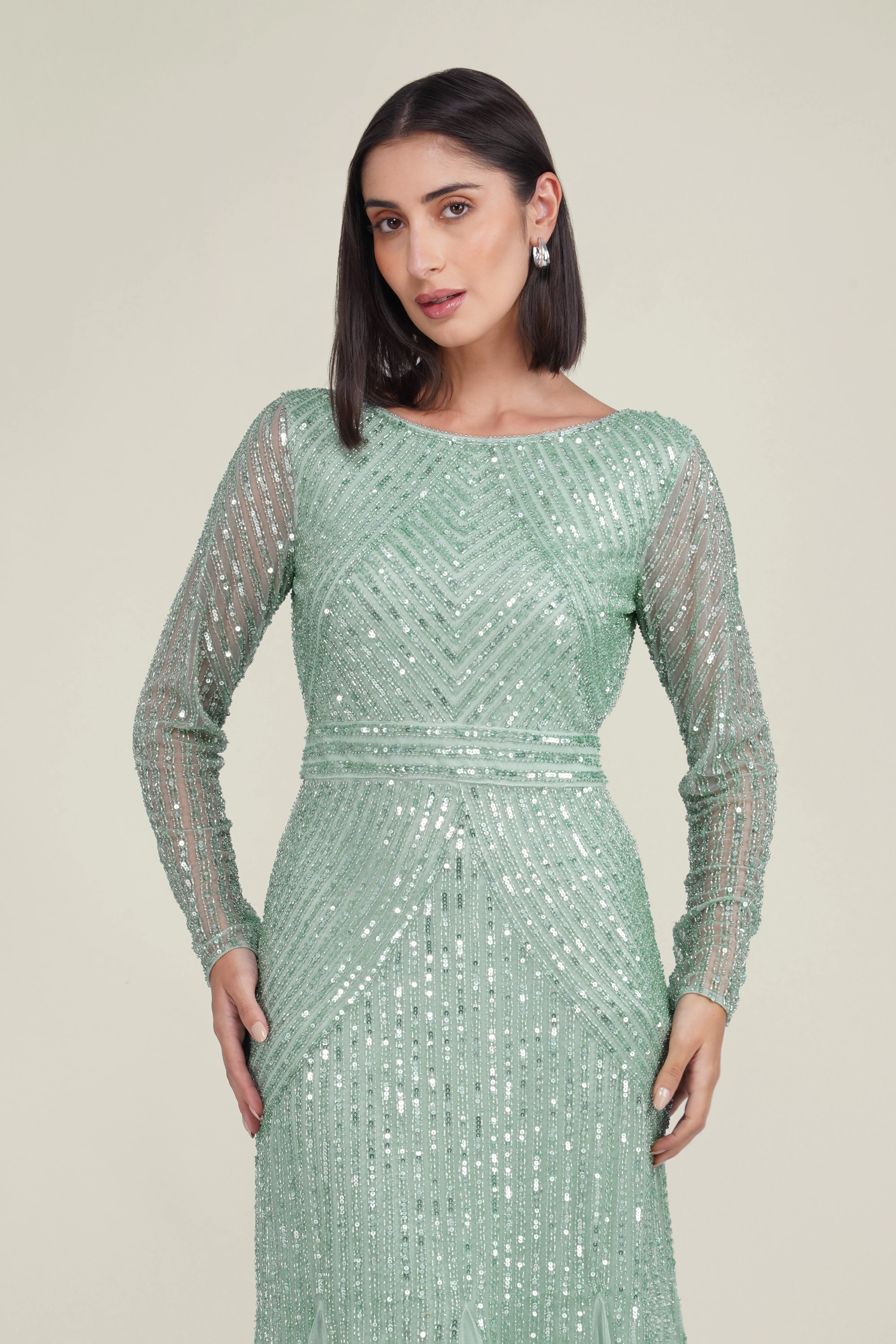 Tionara Embellished Maxi Dress in Mint sold by Lace & Beads product image thumbnail 5