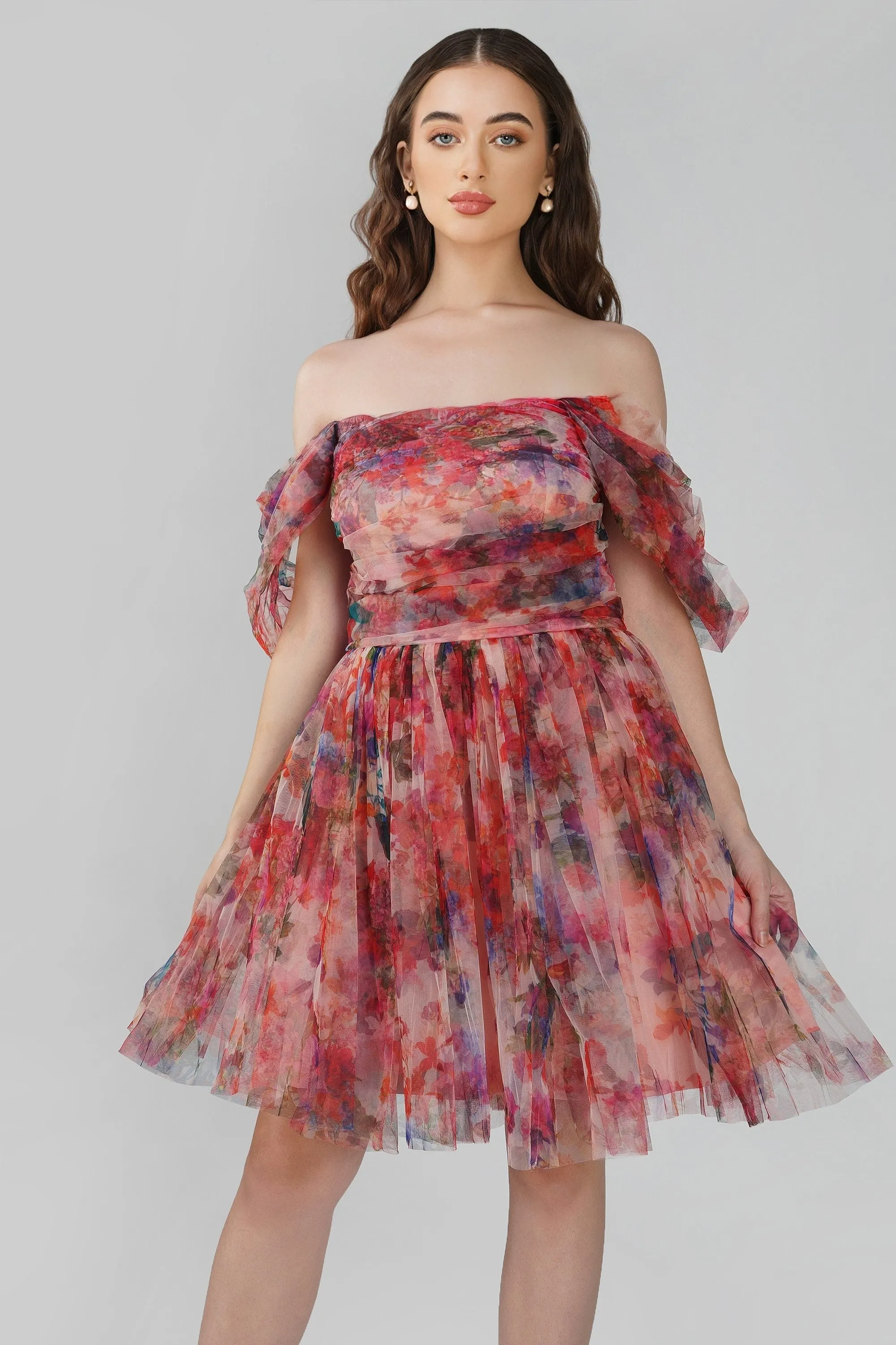 Sydney Mixed Floral Tulle Mini Dress sold by Lace & Beads