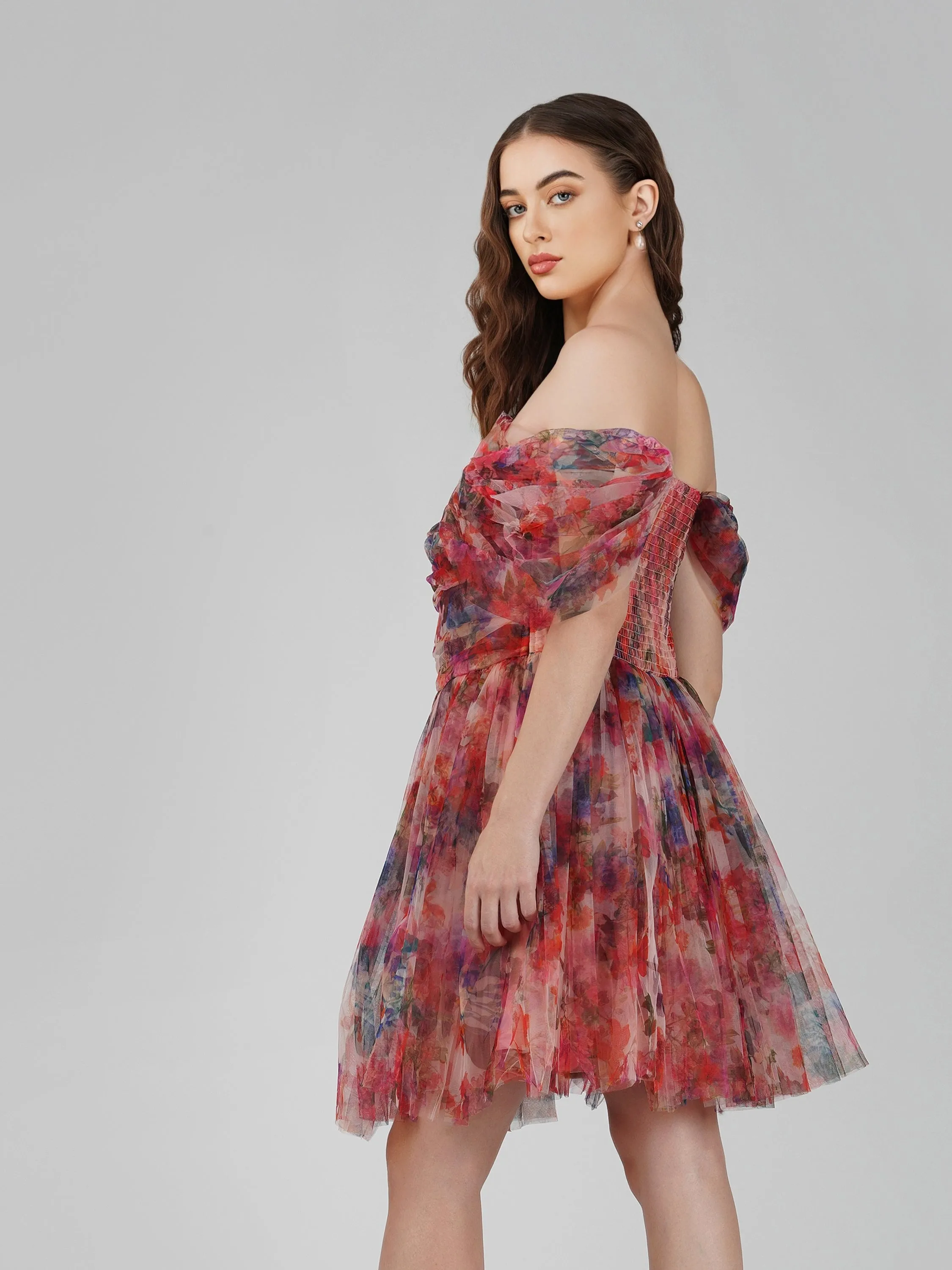 Sydney Mixed Floral Tulle Mini Dress sold by Lace & Beads product image thumbnail 2
