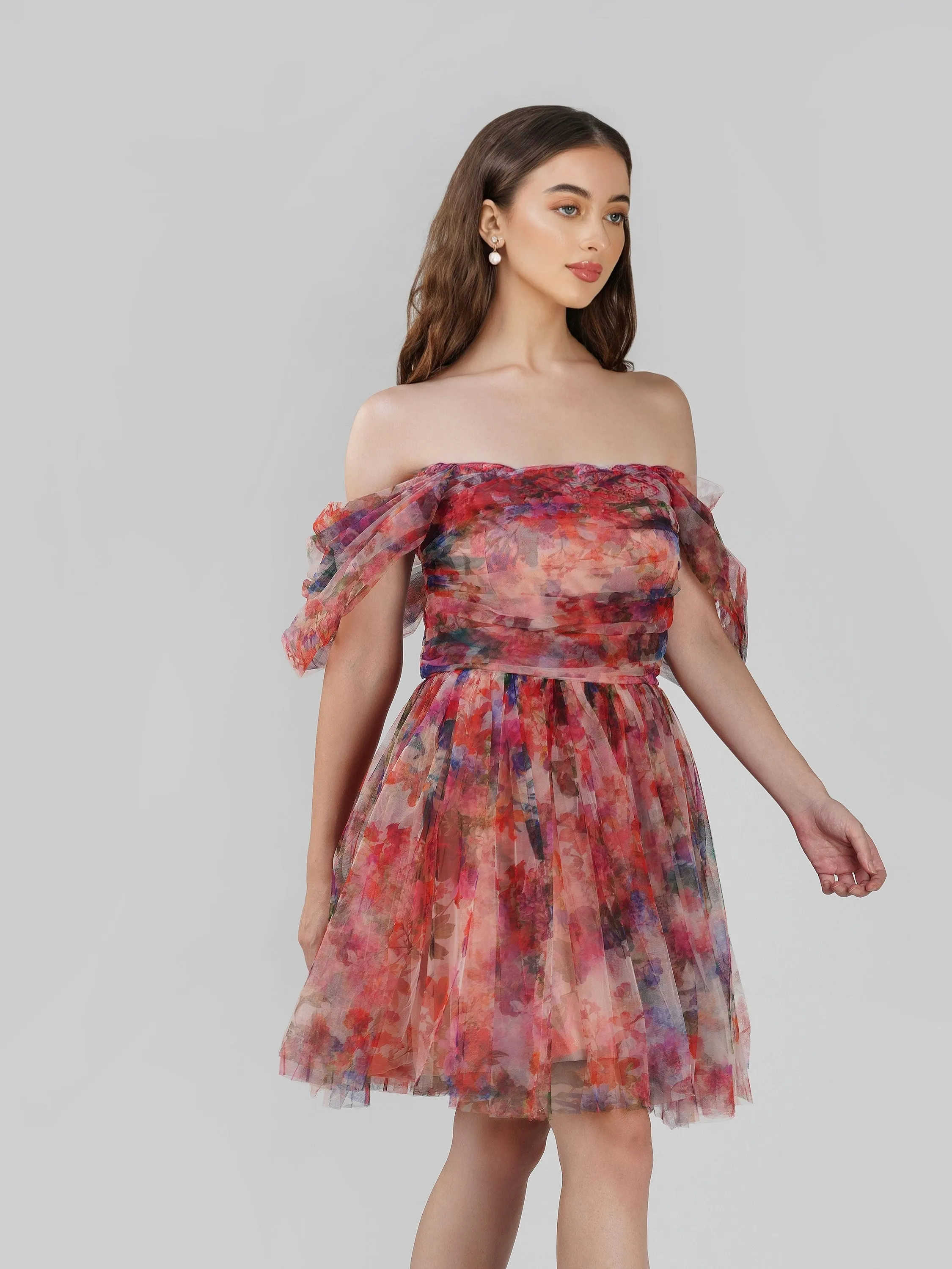 Sydney Mixed Floral Tulle Mini Dress sold by Lace & Beads product image thumbnail 3