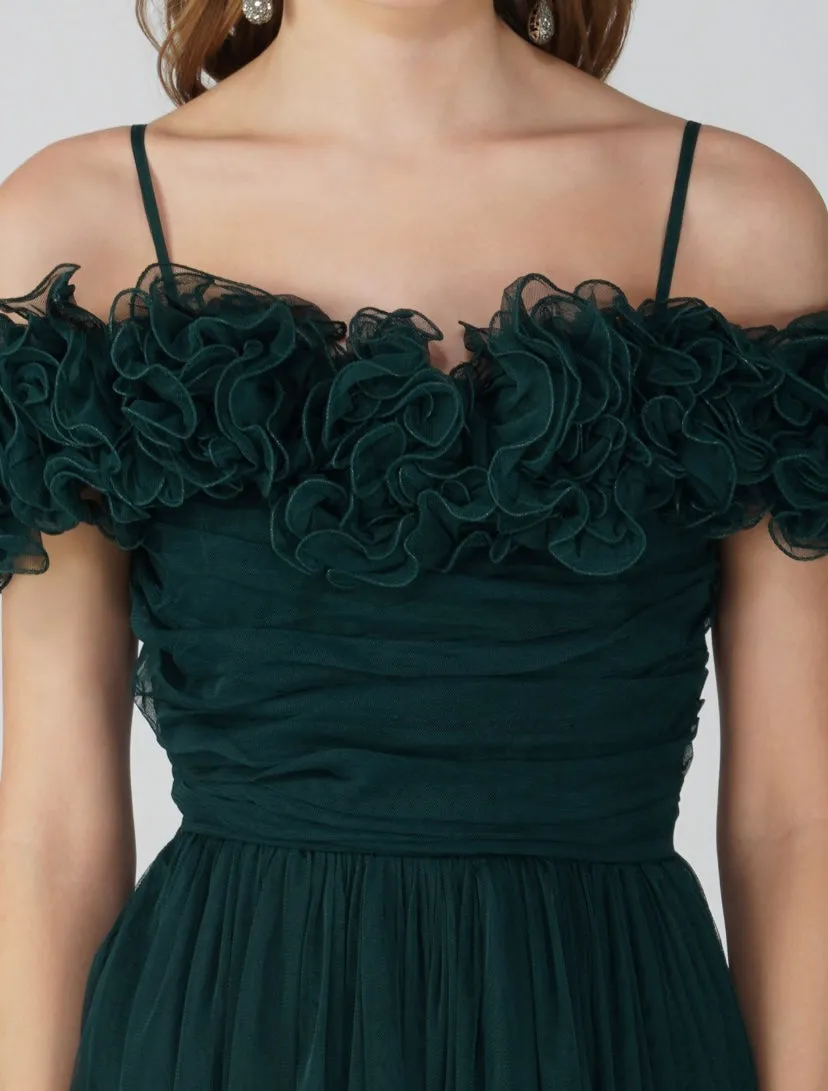 Sandy Tulle Maxi Dress in Emerald Green sold by Lace & Beads product image thumbnail 4