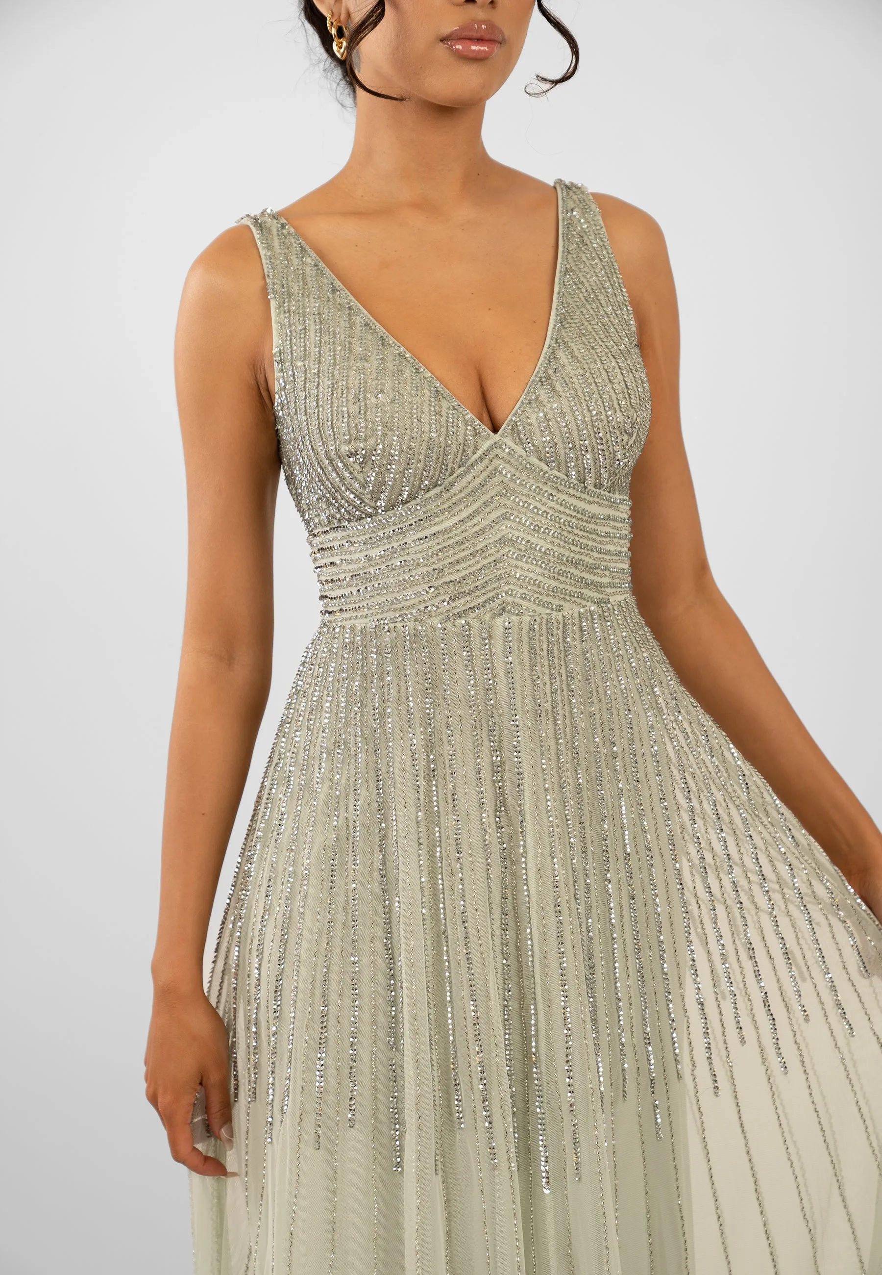 Lorelai Sage Green Embellished Maxi Dress sold by Lace & Beads product image thumbnail 2