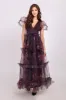 Quella Maxi Dress in Plum Floral sold by Lace & Beads