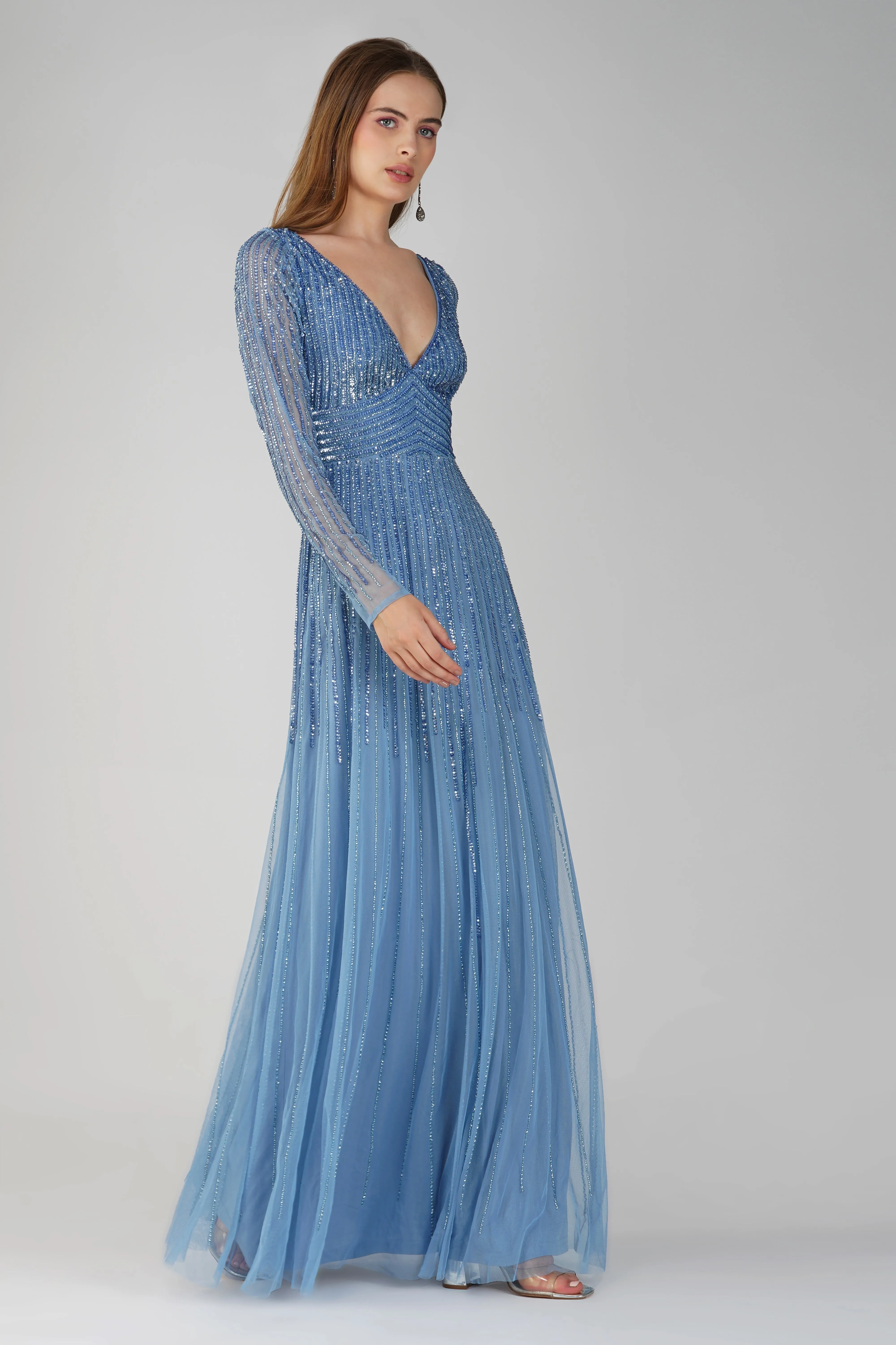 Laura Embellished Maxi Dress in Powder Blue sold by Lace & Beads product image thumbnail 4