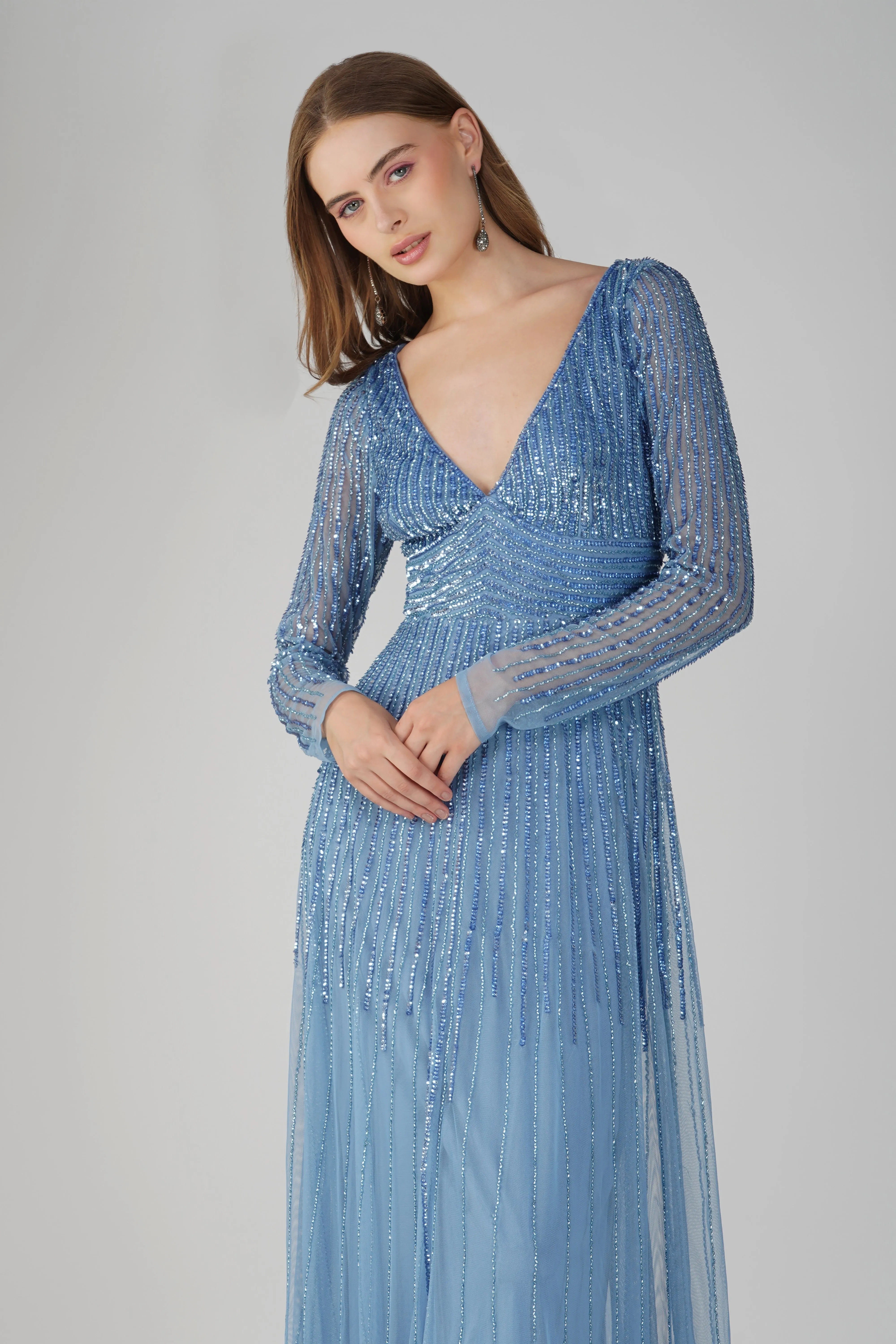 Laura Embellished Maxi Dress in Powder Blue sold by Lace & Beads product image thumbnail 2