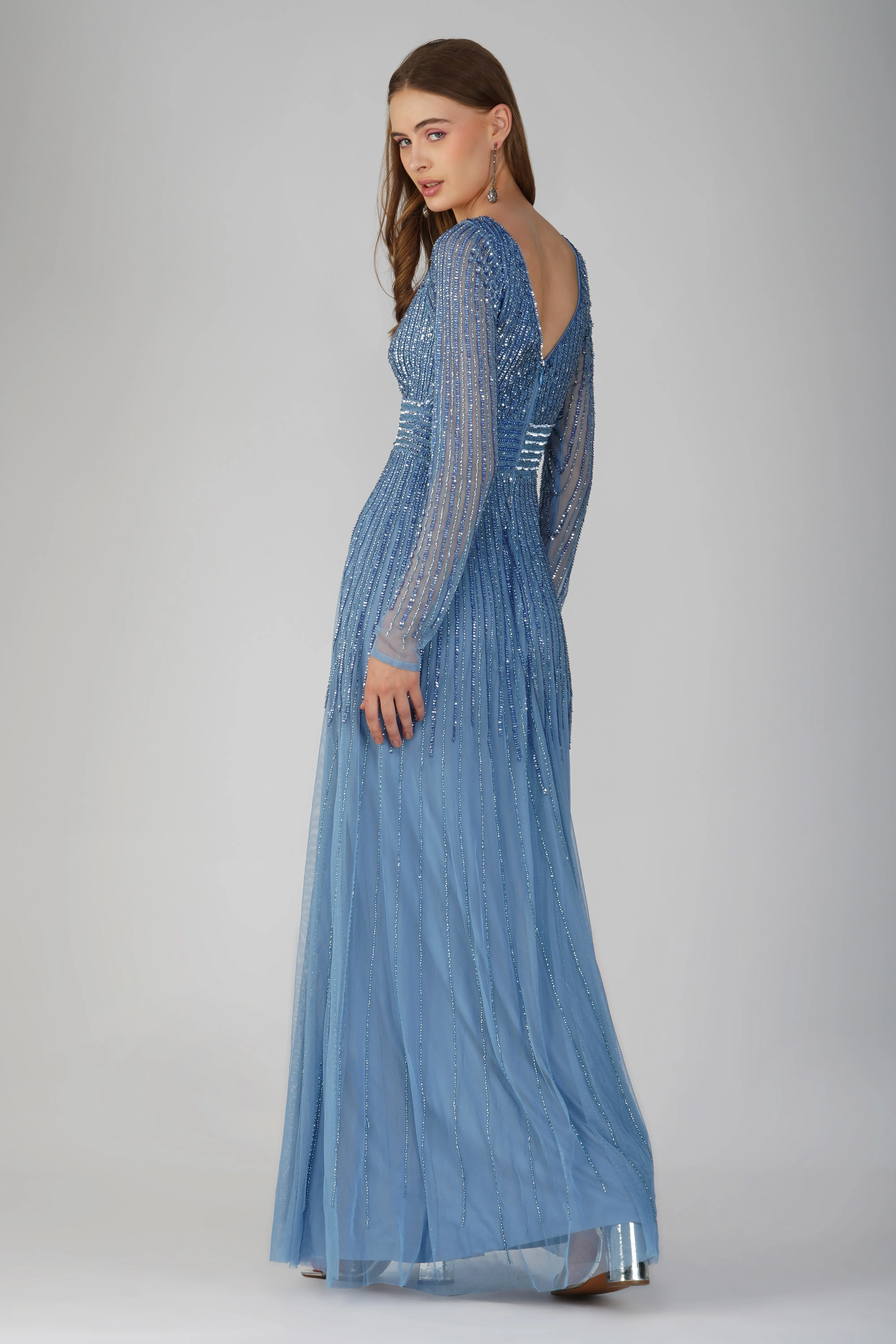 Laura Embellished Maxi Dress in Powder Blue sold by Lace & Beads product image thumbnail 3