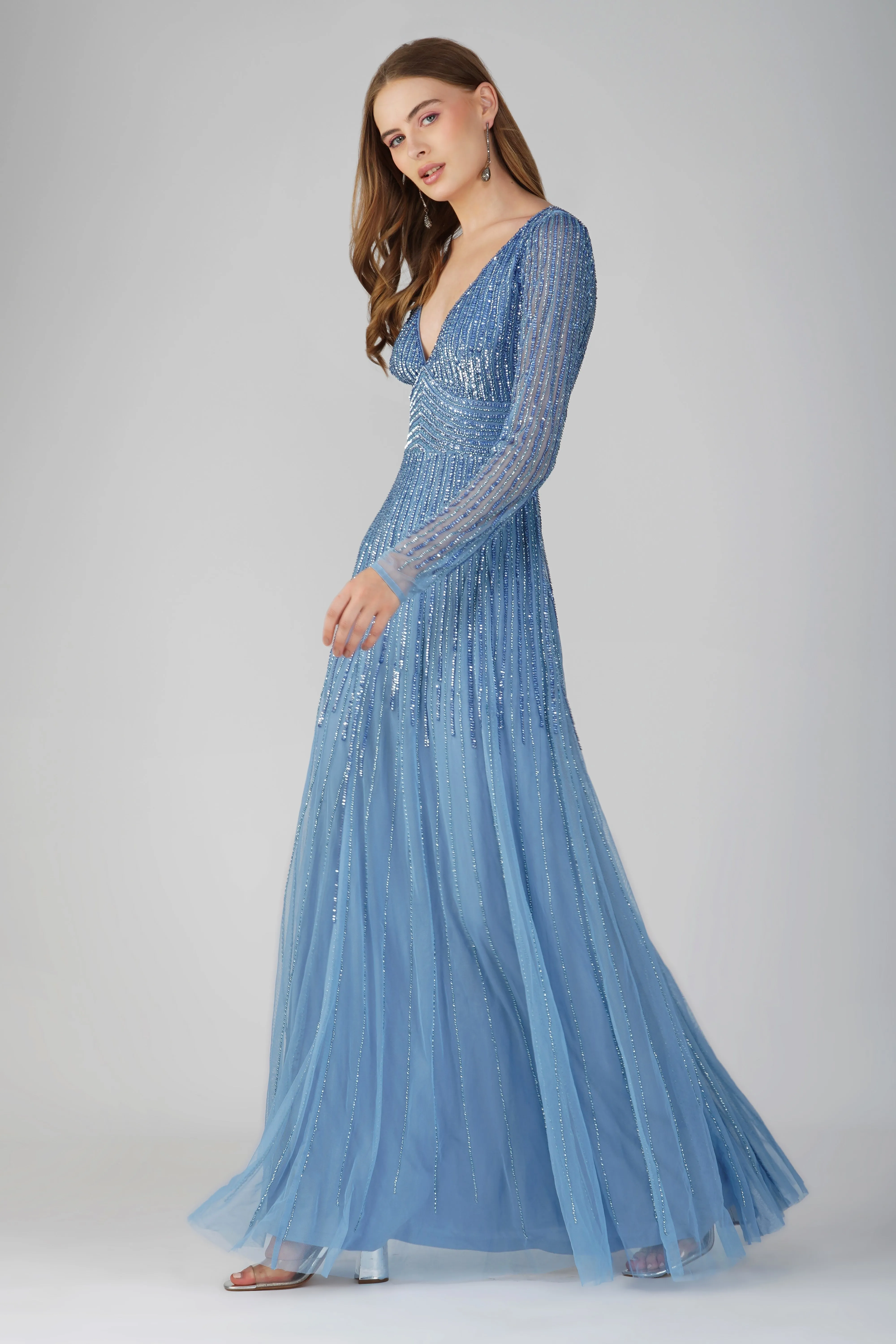 Laura Embellished Maxi Dress in Powder Blue sold by Lace & Beads product image thumbnail 5