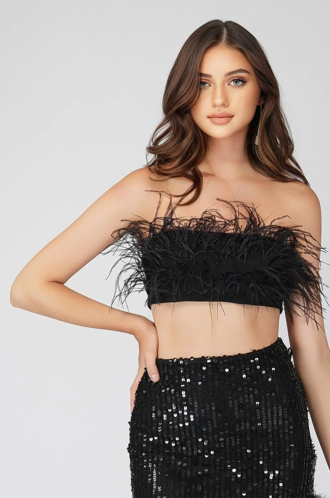 Xara Black Feather Top sold by Lace & Beads product image thumbnail 2