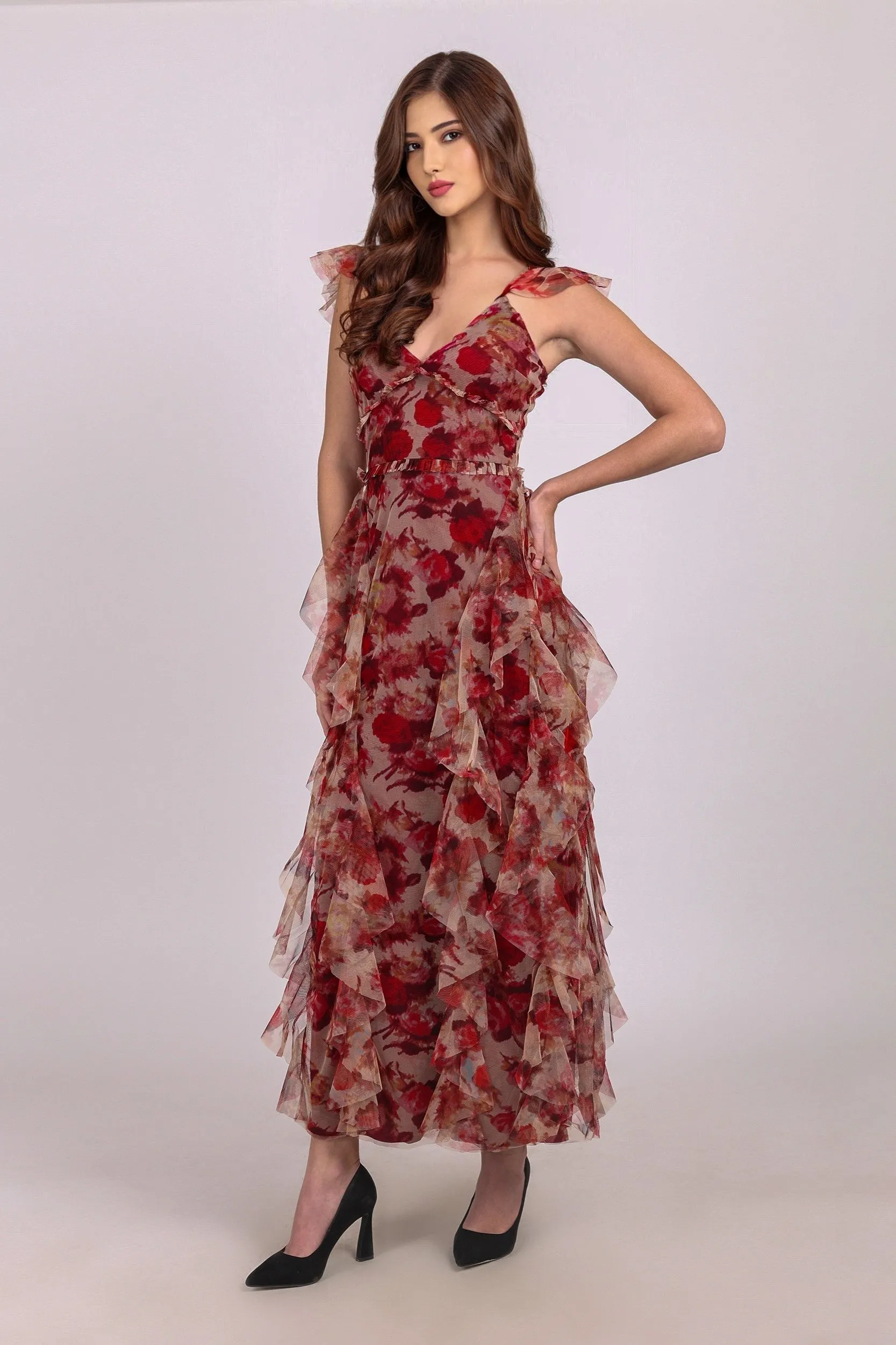 Malin Maxi Dress in Rose Floral sold by Lace & Beads product image thumbnail 3