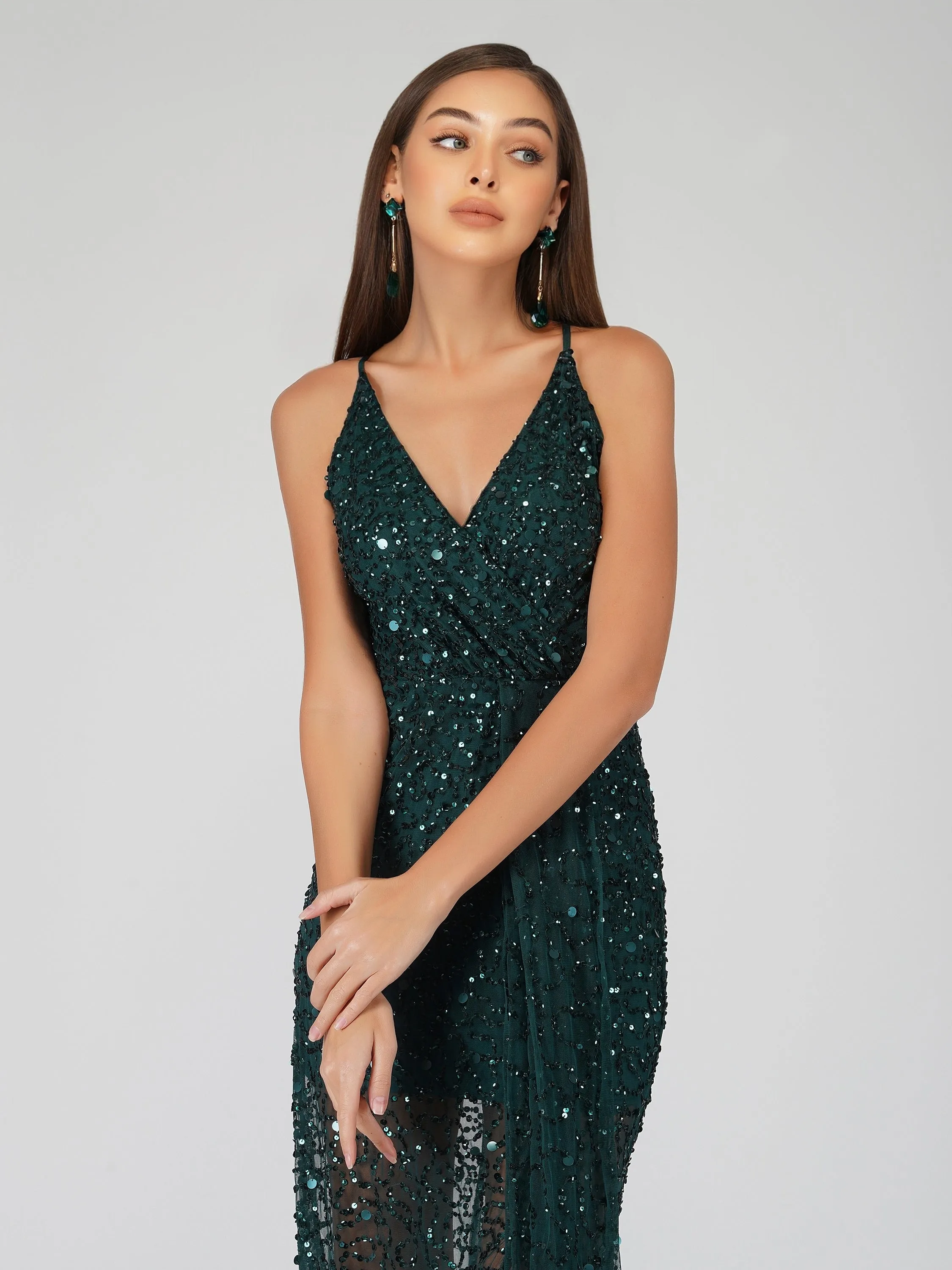 Nair Green Sequin Maxi Dress sold by Lace & Beads product image thumbnail 3