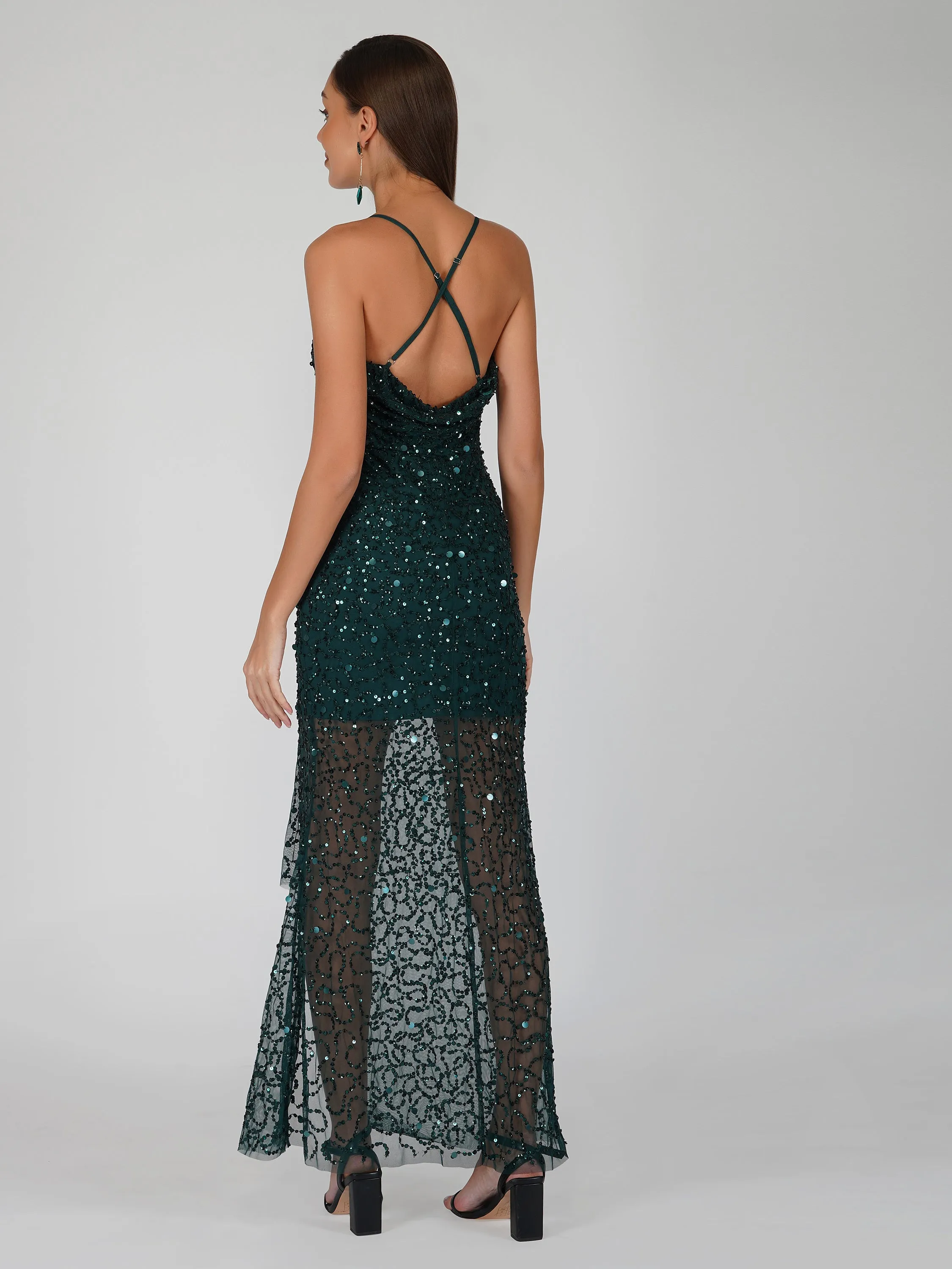 Nair Green Sequin Maxi Dress sold by Lace & Beads product image thumbnail 5