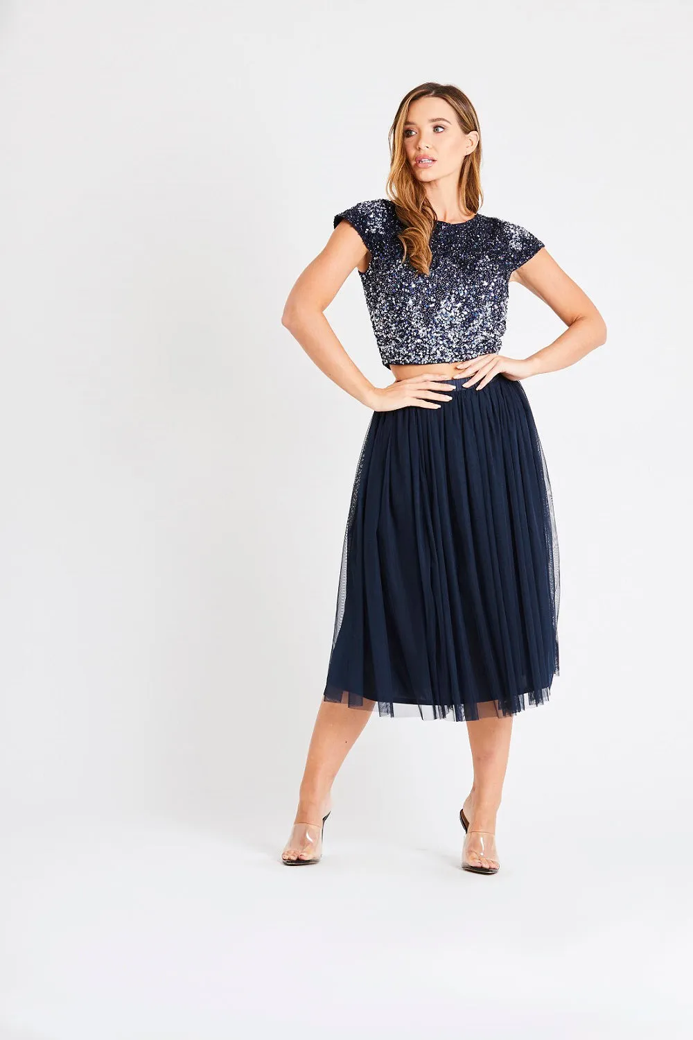Mermaid Navy Beaded Top sold by Lace & Beads product image thumbnail 3