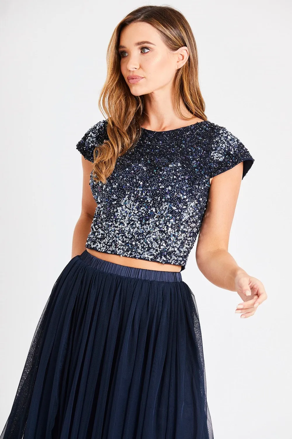 Mermaid Navy Beaded Top sold by Lace & Beads product image thumbnail 4