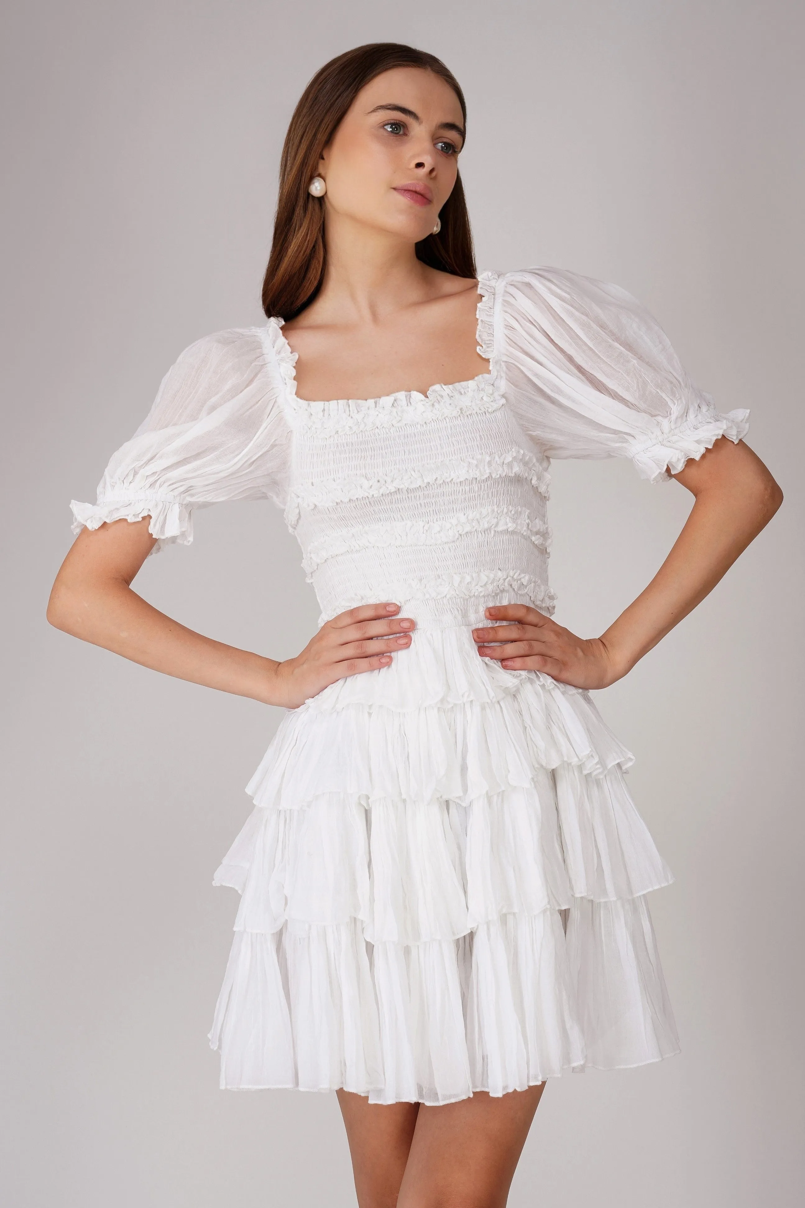 Yang Cotton Mini Dress in White sold by Lace & Beads product image thumbnail 2