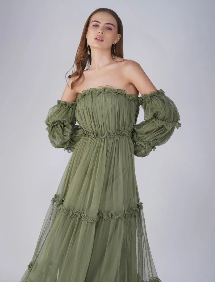 Emmeline Maxi Dress in Soft Olive sold by Lace & Beads product image thumbnail 3