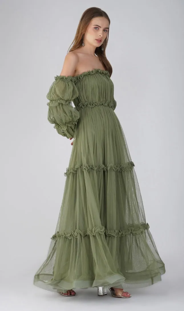 Emmeline Maxi Dress in Soft Olive sold by Lace & Beads product image thumbnail 4