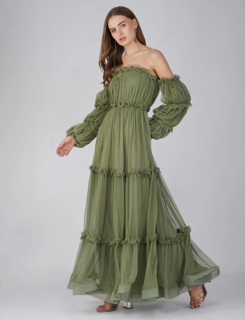 Emmeline Maxi Dress in Soft Olive sold by Lace & Beads product image thumbnail 2