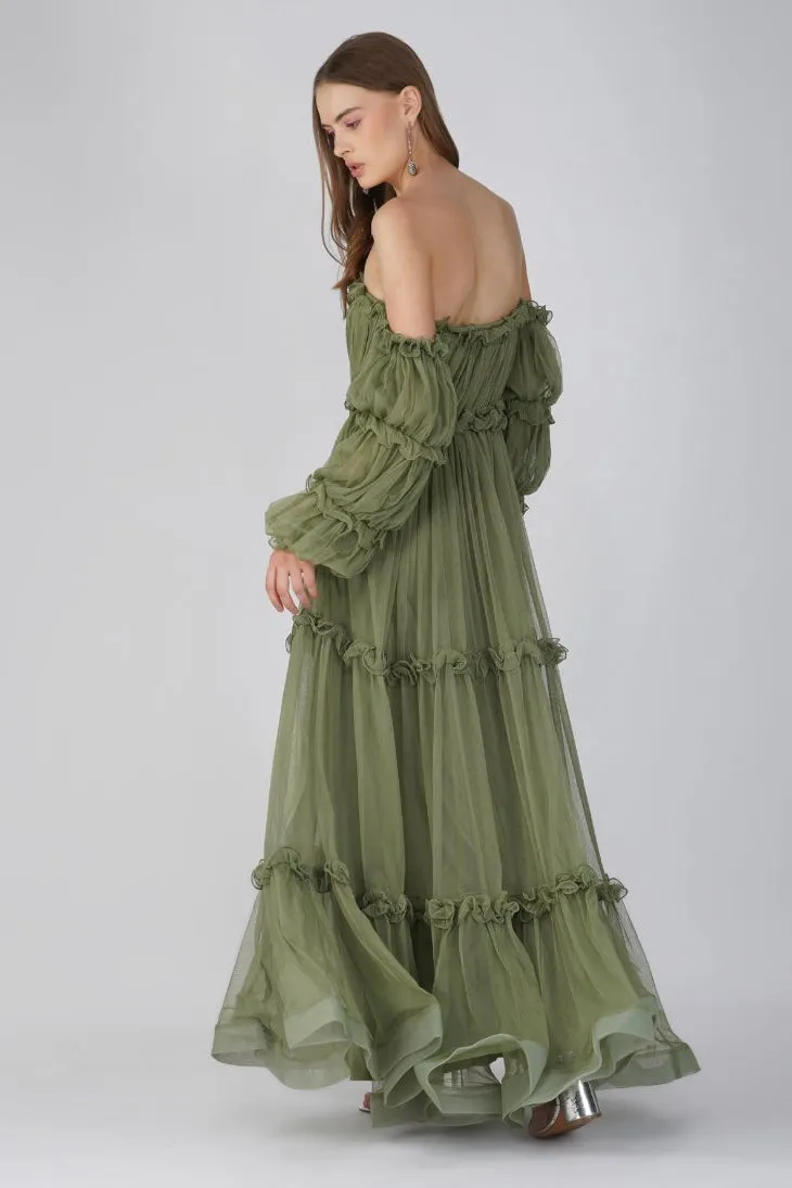 Emmeline Maxi Dress in Soft Olive sold by Lace & Beads product image thumbnail 5
