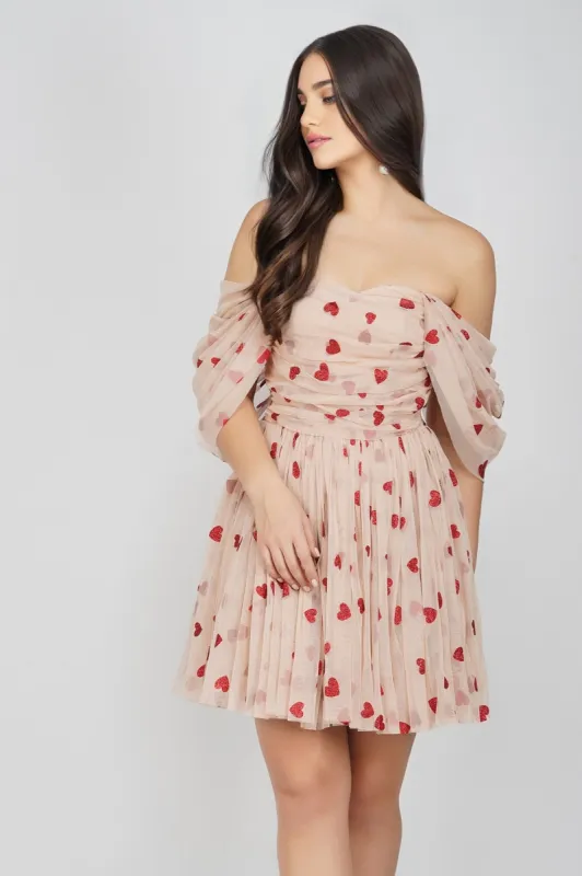 Sydney Red Heart Mini Dress sold by Lace & Beads