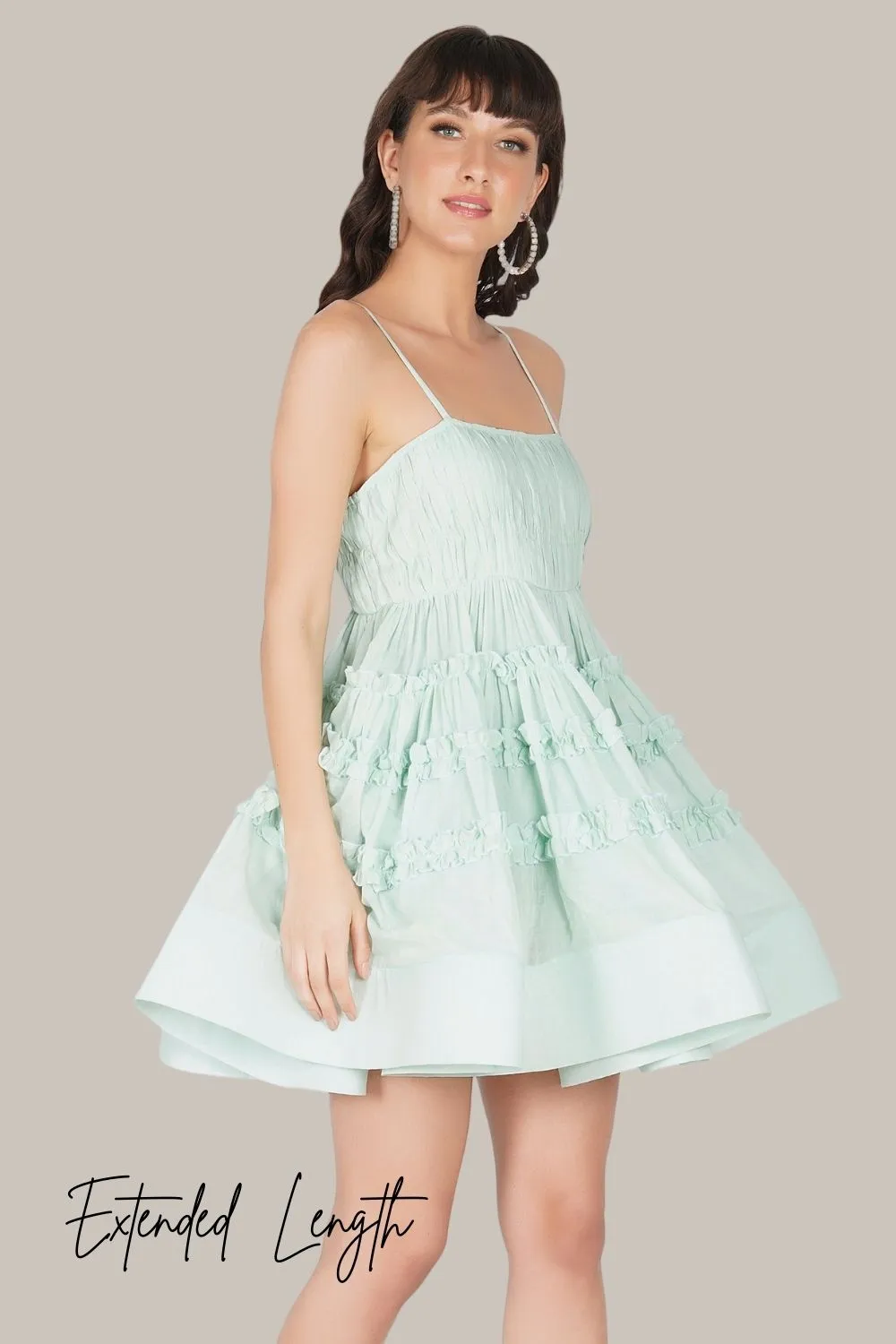 Bethan Cotton Mini Dress in Sage sold by Lace & Beads product image thumbnail 4