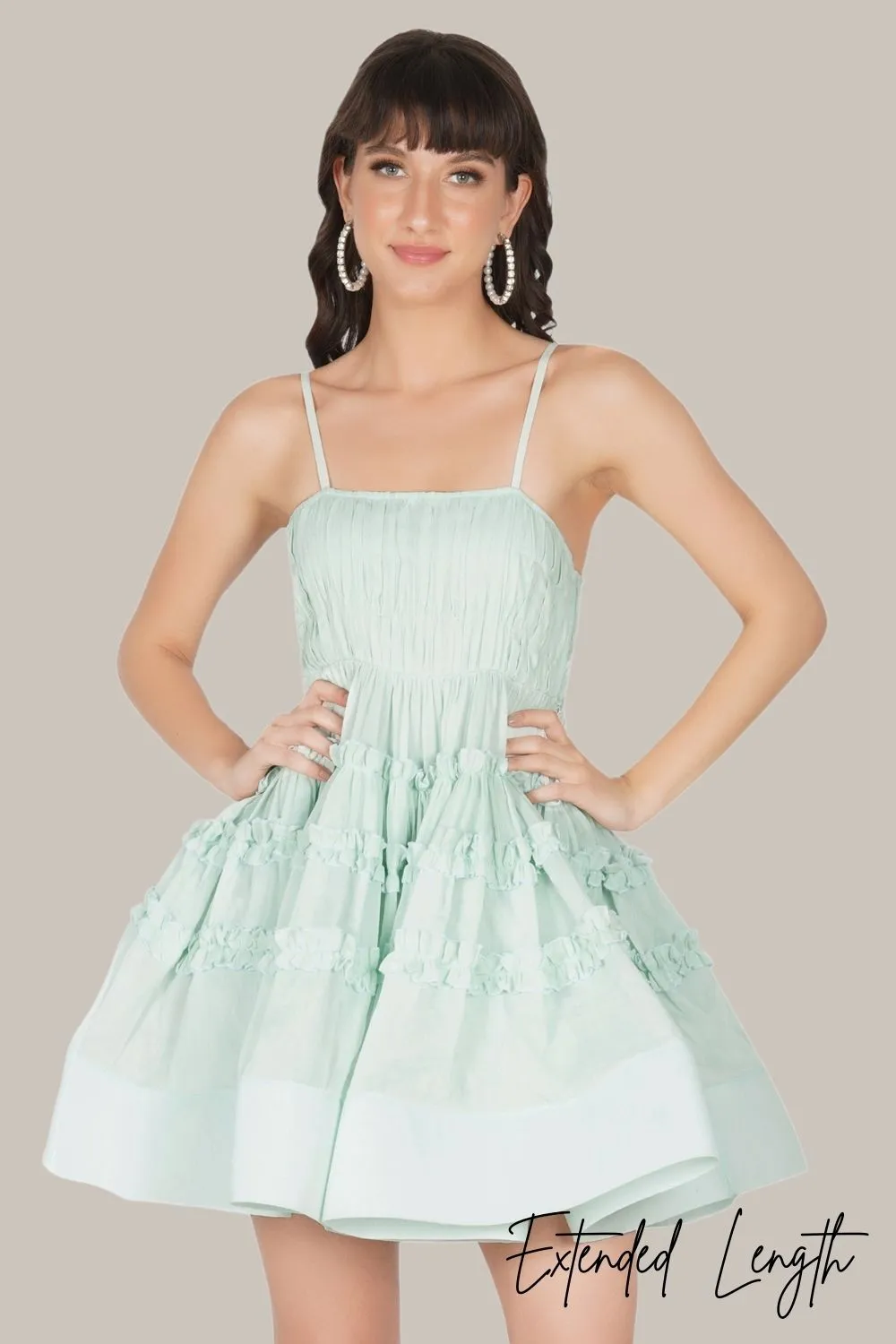 Bethan Cotton Mini Dress in Sage sold by Lace & Beads product image thumbnail 3