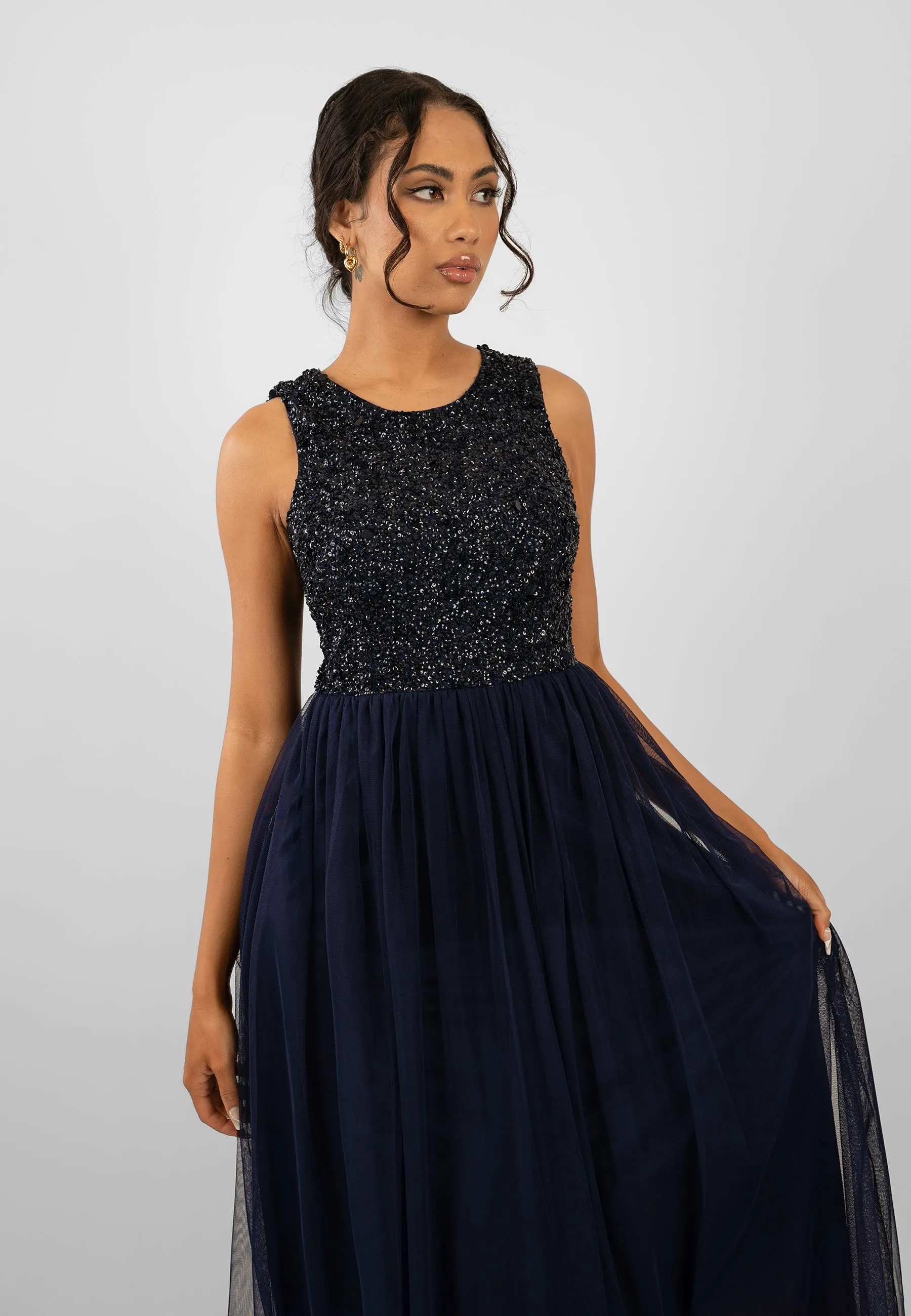 Picasso Navy Blue Embellished Bridesmaid Dress sold by Lace & Beads product image thumbnail 2