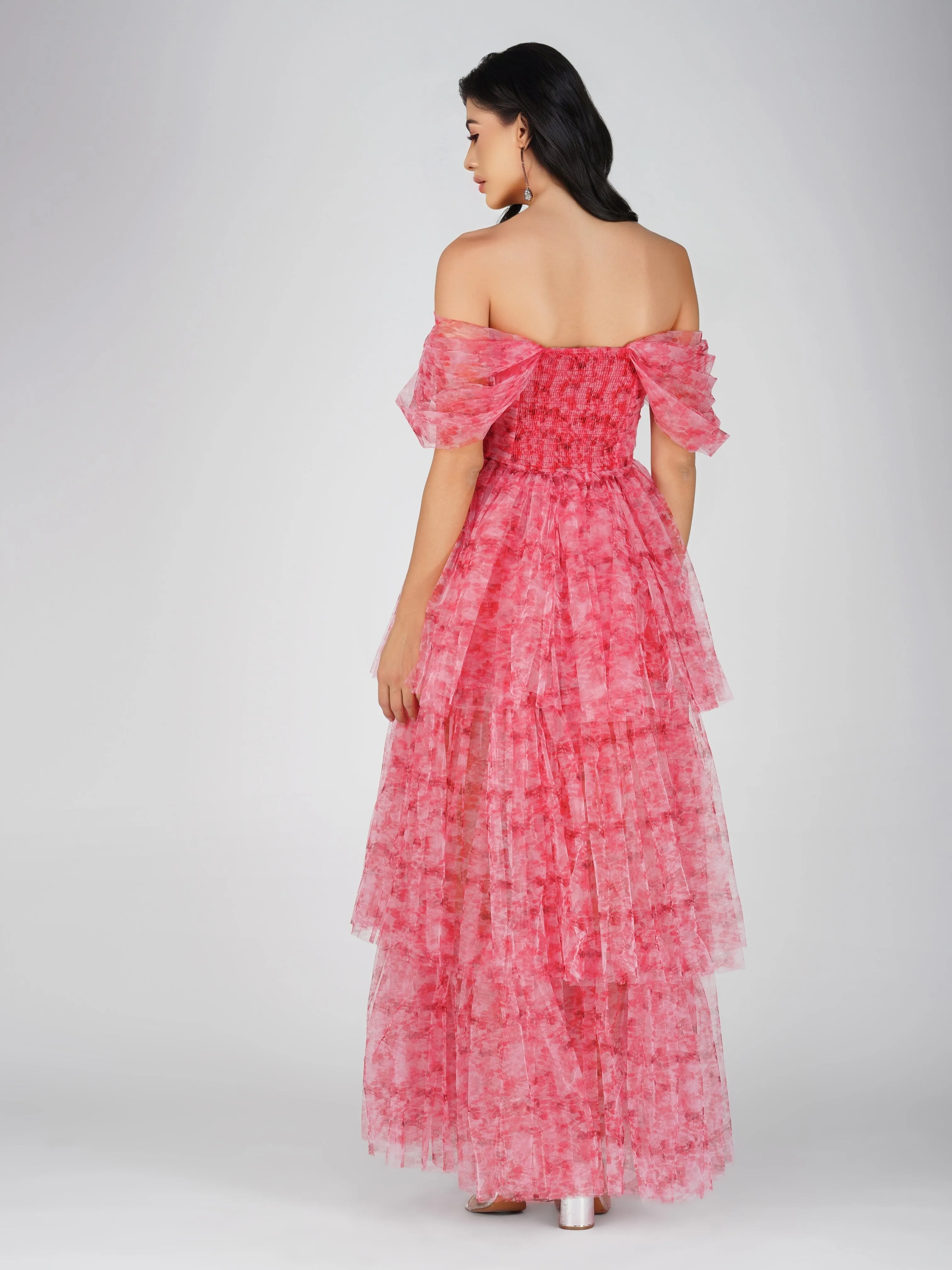 Sydney Tulle Maxi Dress in Red Print sold by Lace & Beads product image thumbnail 2