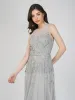 Lilith Floral Embellished Maxi Dress in Grey sold by Lace & Beads