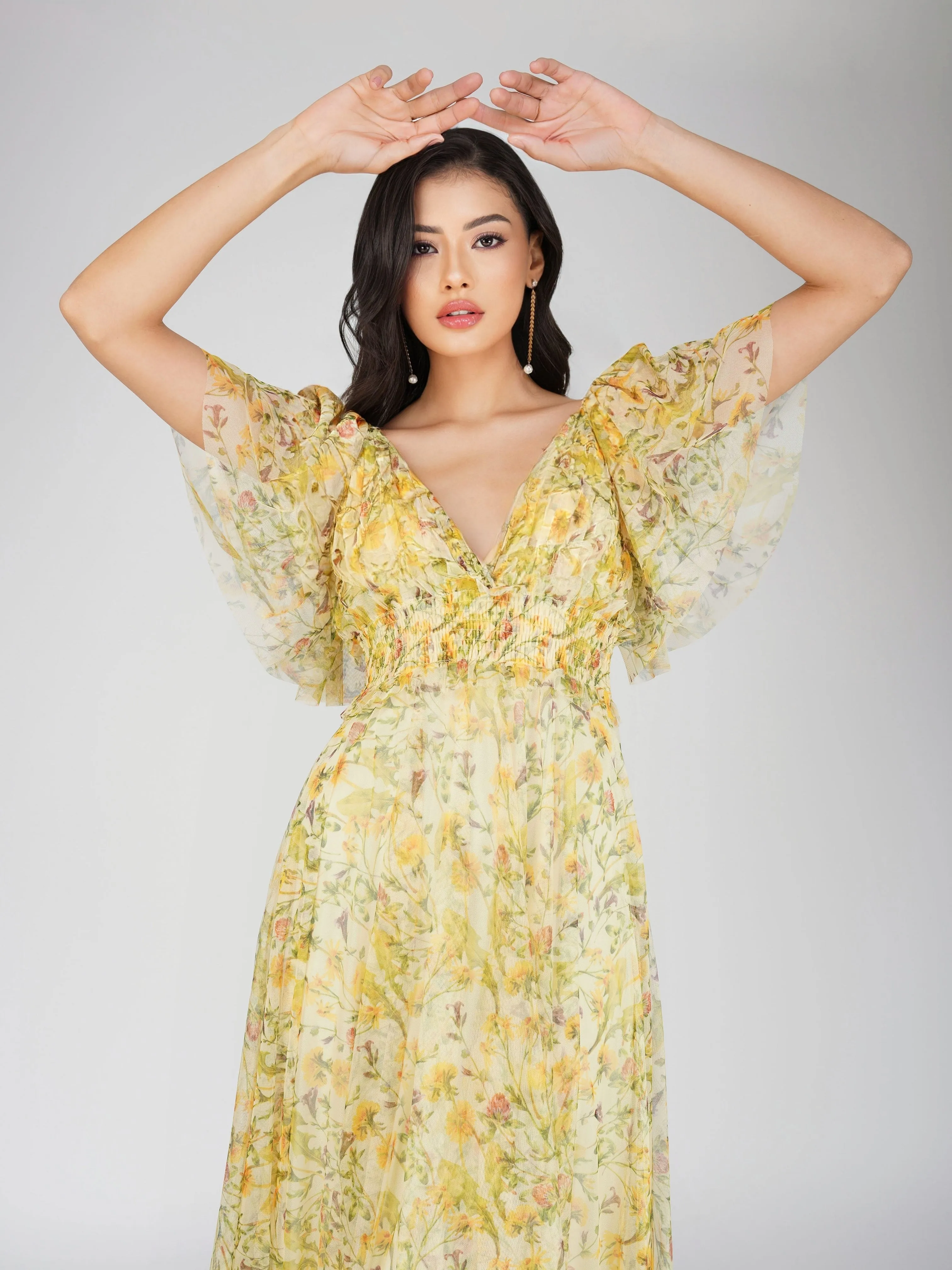 Shelby Yellow Printed Maxi Dress sold by Lace & Beads product image thumbnail 5
