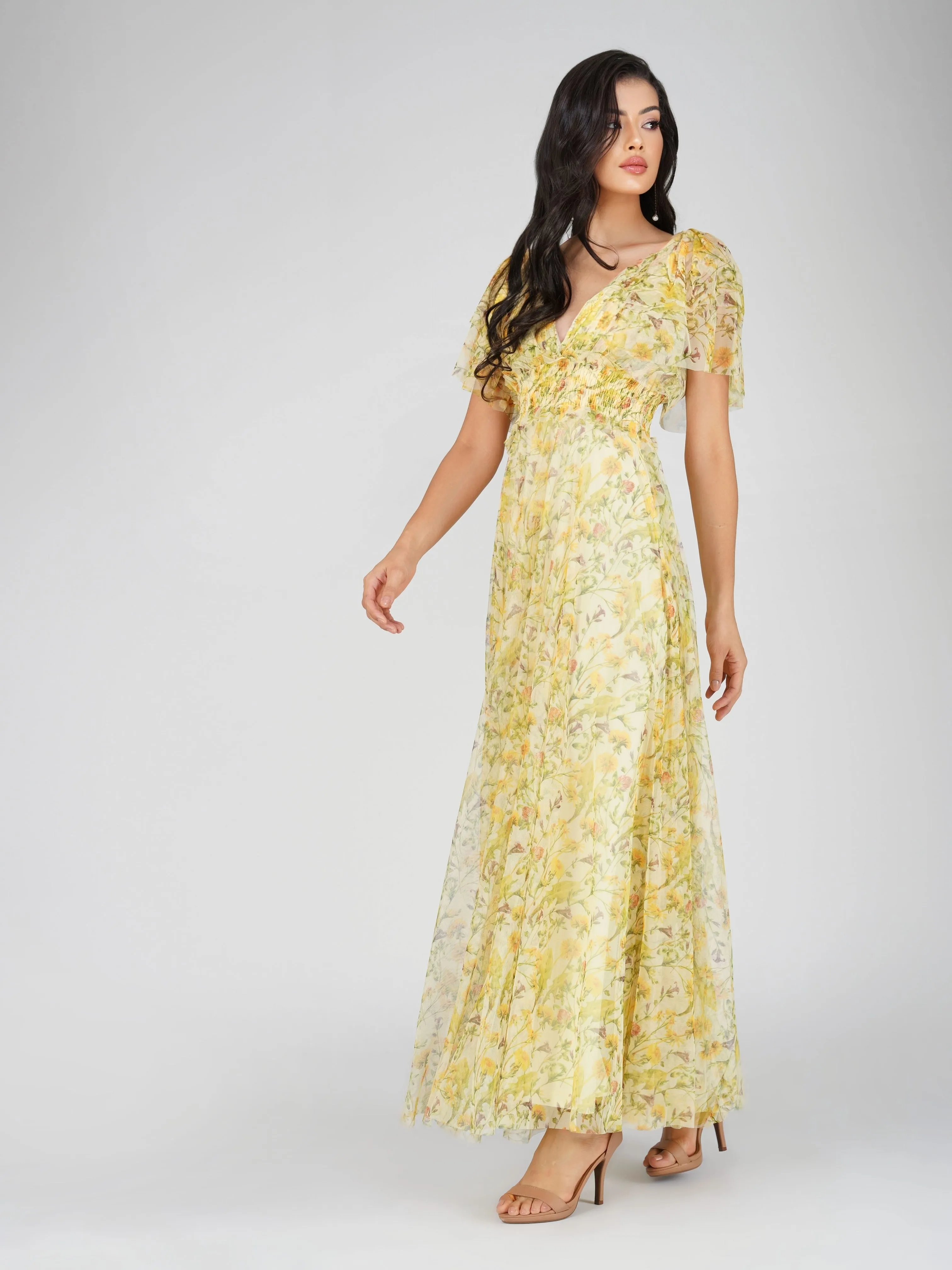 Shelby Yellow Printed Maxi Dress sold by Lace & Beads product image thumbnail 3