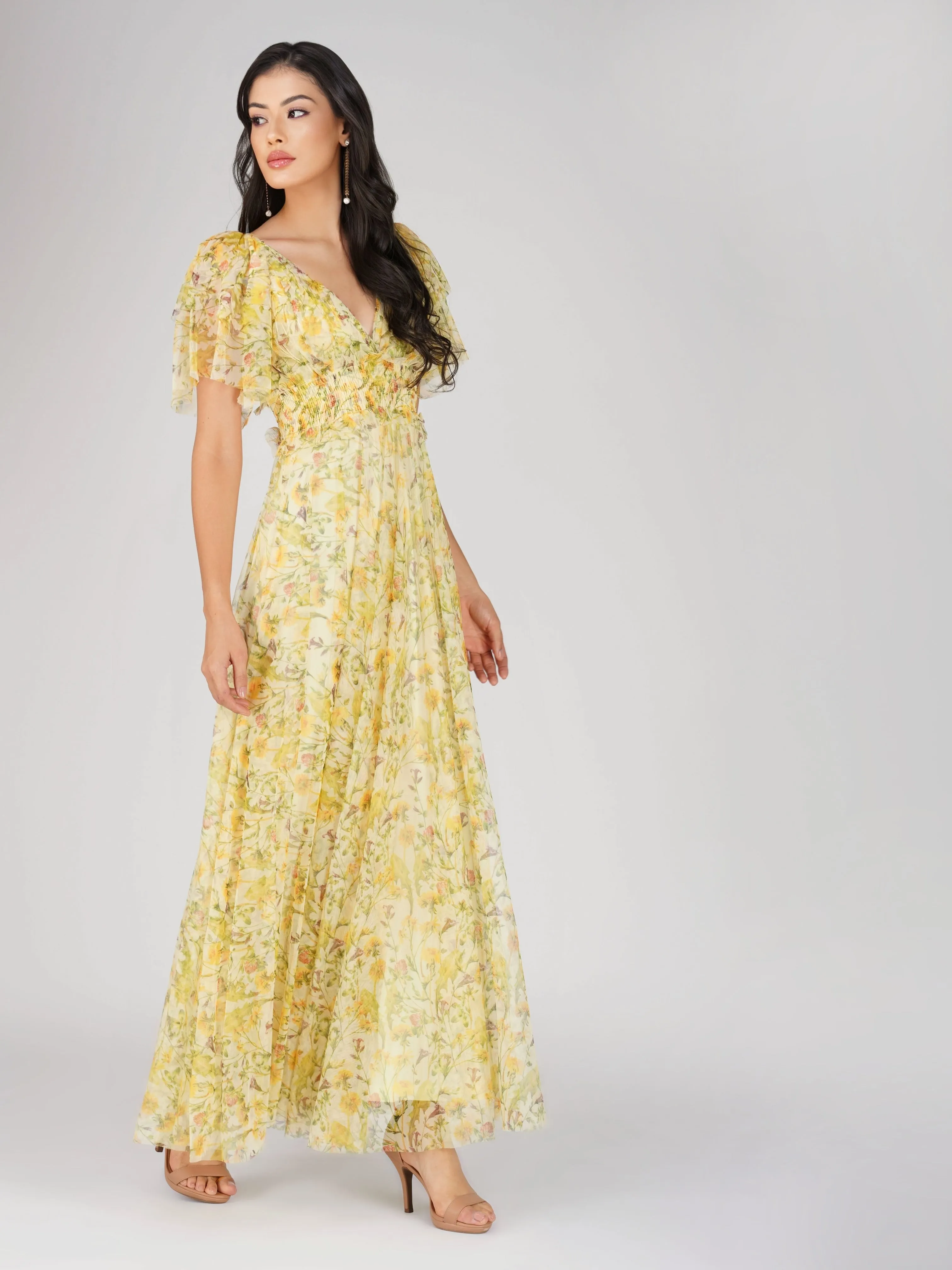 Shelby Yellow Printed Maxi Dress sold by Lace & Beads product image thumbnail 4