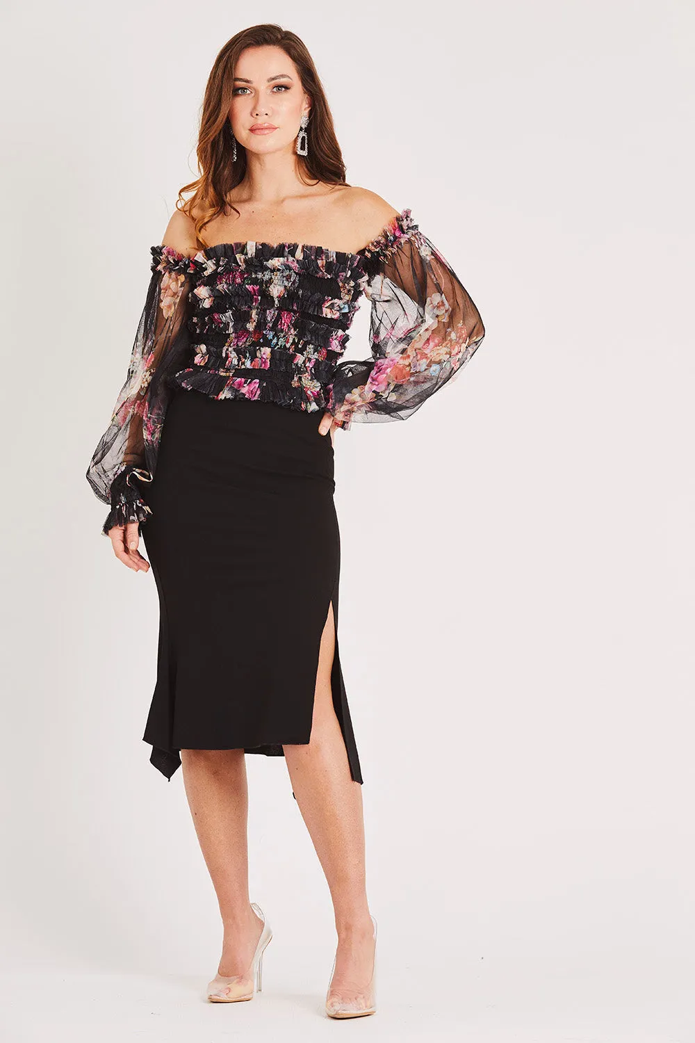 Rolf Top in Black Floral sold by Lace & Beads product image thumbnail 3