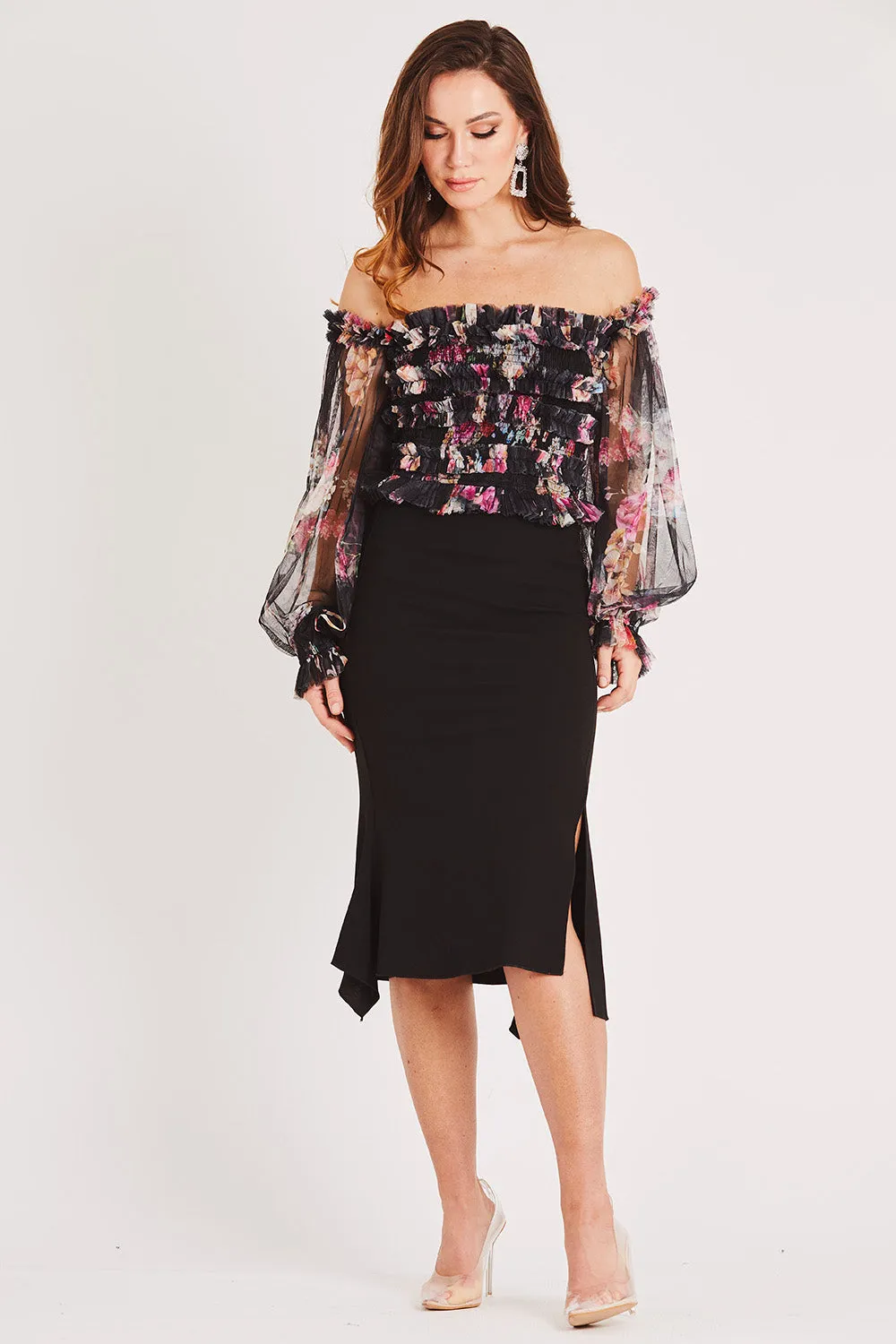 Rolf Top in Black Floral sold by Lace & Beads product image thumbnail 2