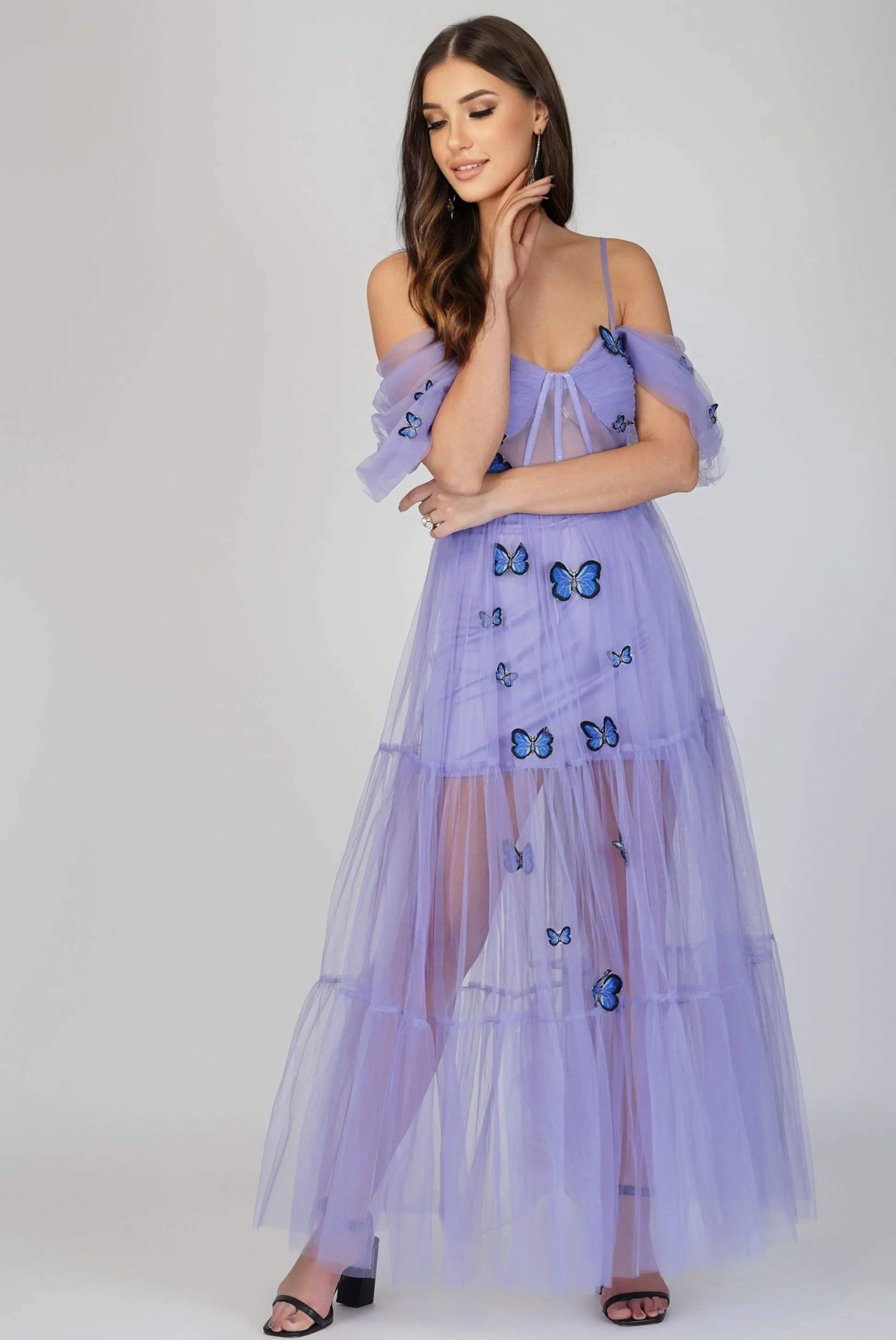 Lottie Purple Butterfly Tulle Dress sold by Lace & Beads product image thumbnail 4