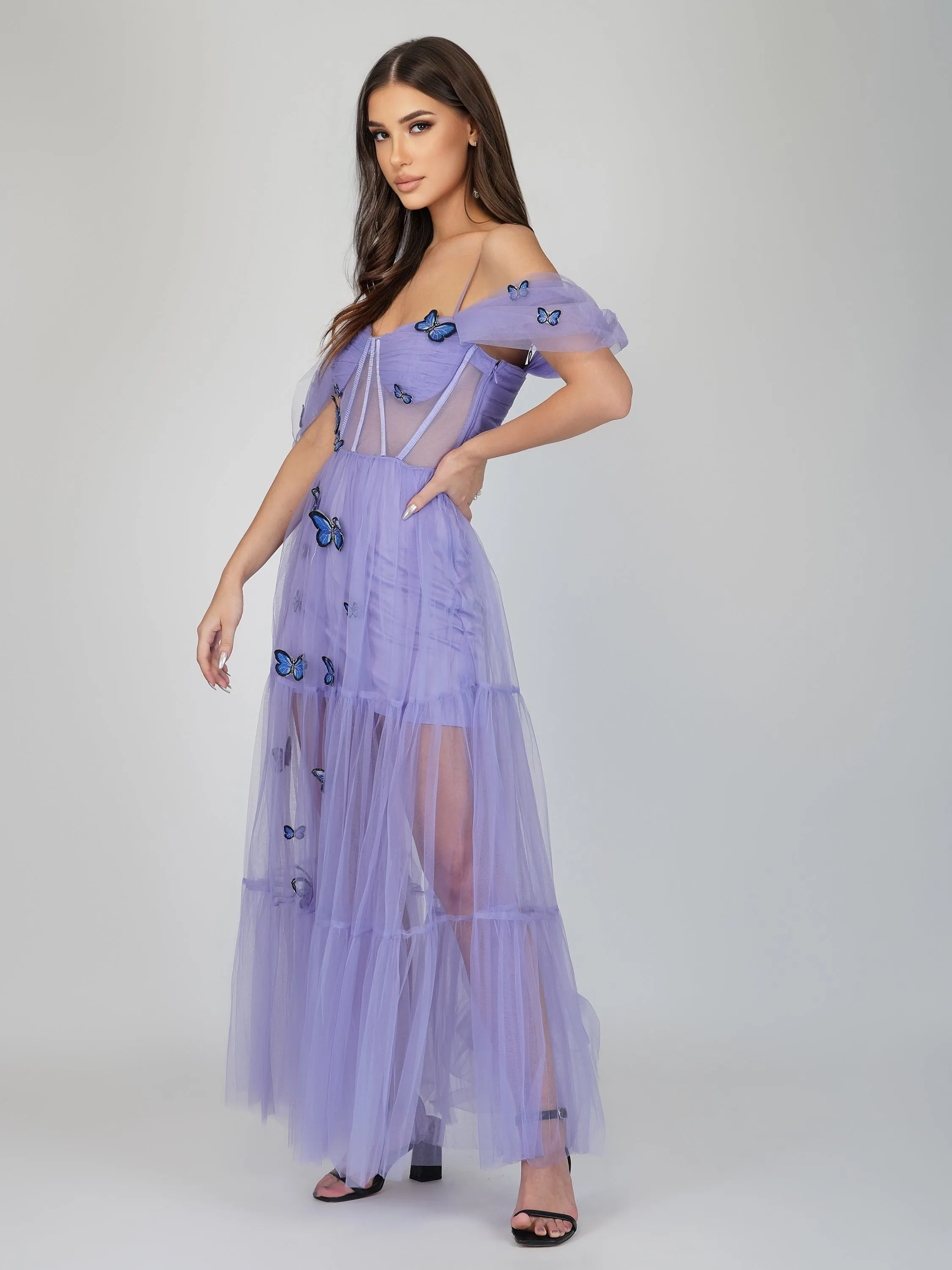Lottie Purple Butterfly Tulle Dress sold by Lace & Beads product image thumbnail 3