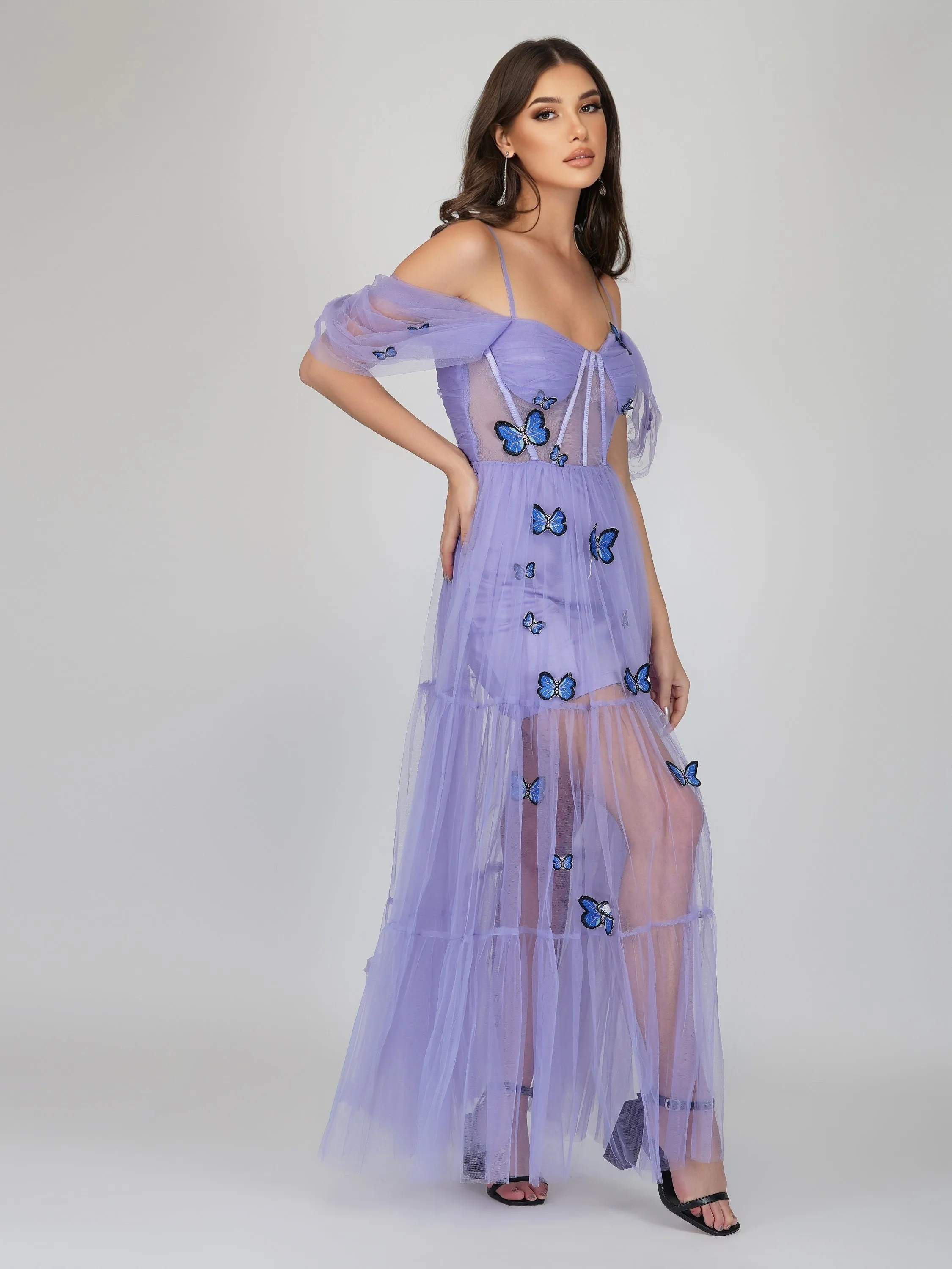 Lottie Purple Butterfly Tulle Dress sold by Lace & Beads
