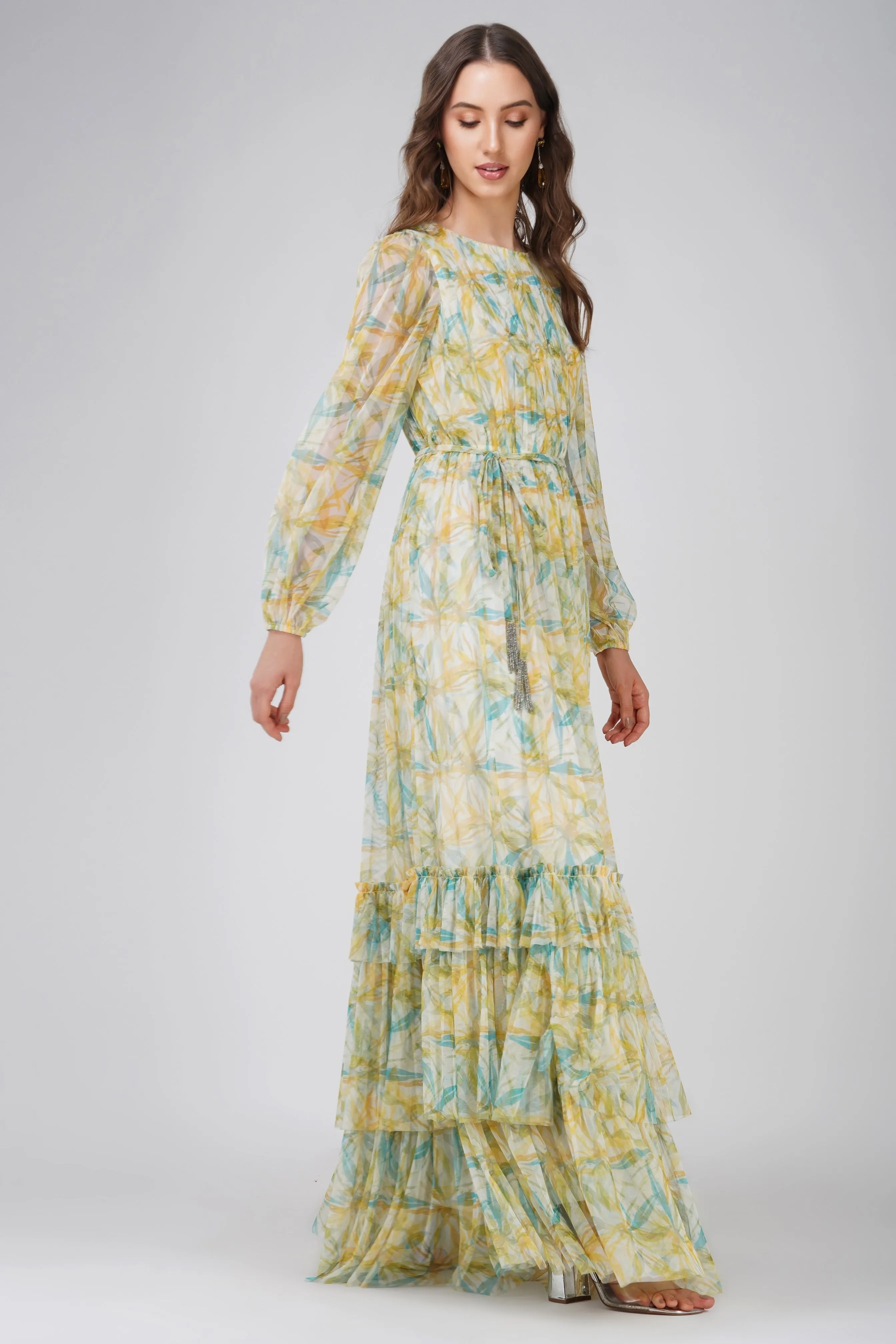 Rebecca Maxi Dress in Green Floral sold by Lace & Beads product image thumbnail 3
