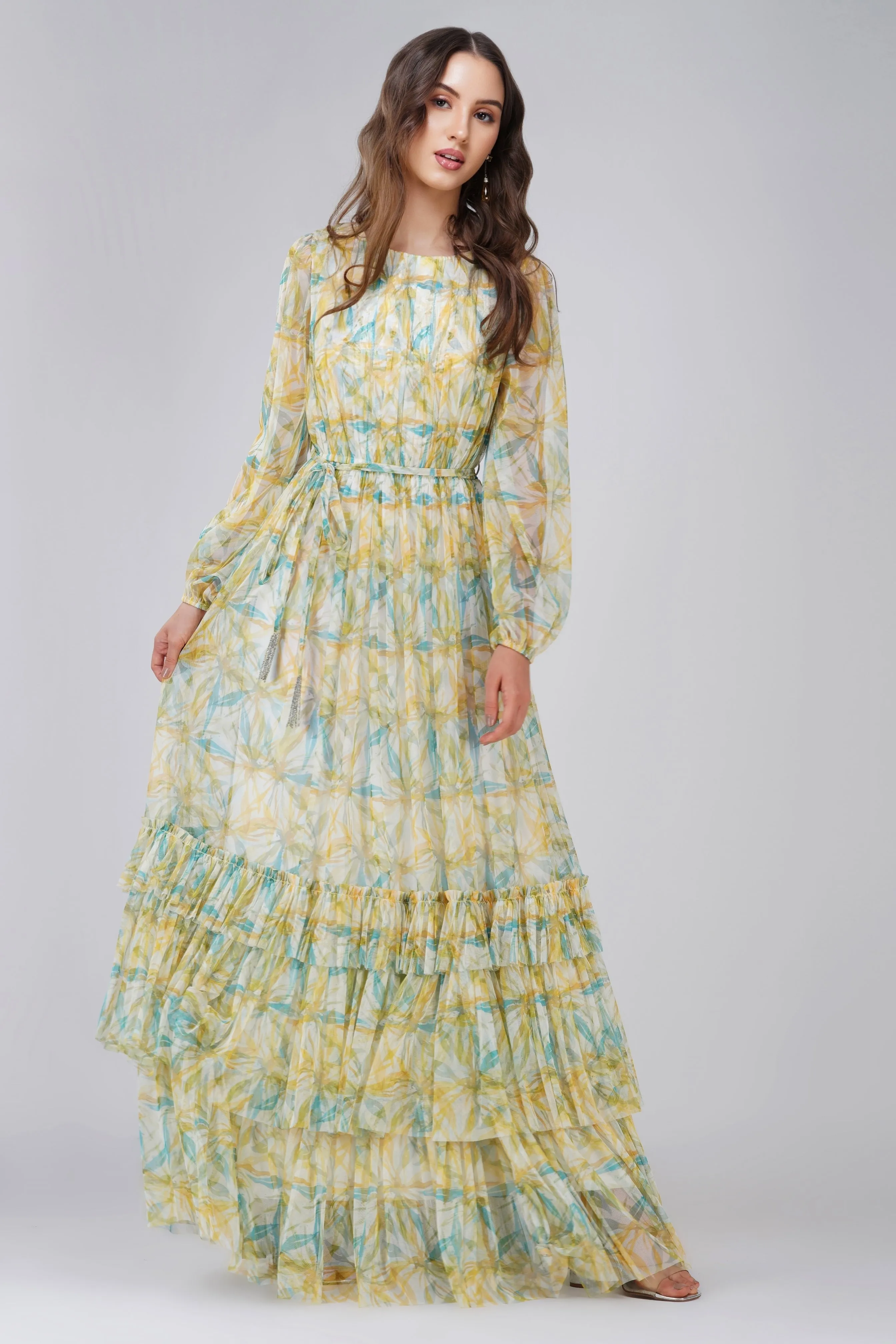 Rebecca Maxi Dress in Green Floral sold by Lace & Beads product image thumbnail 4