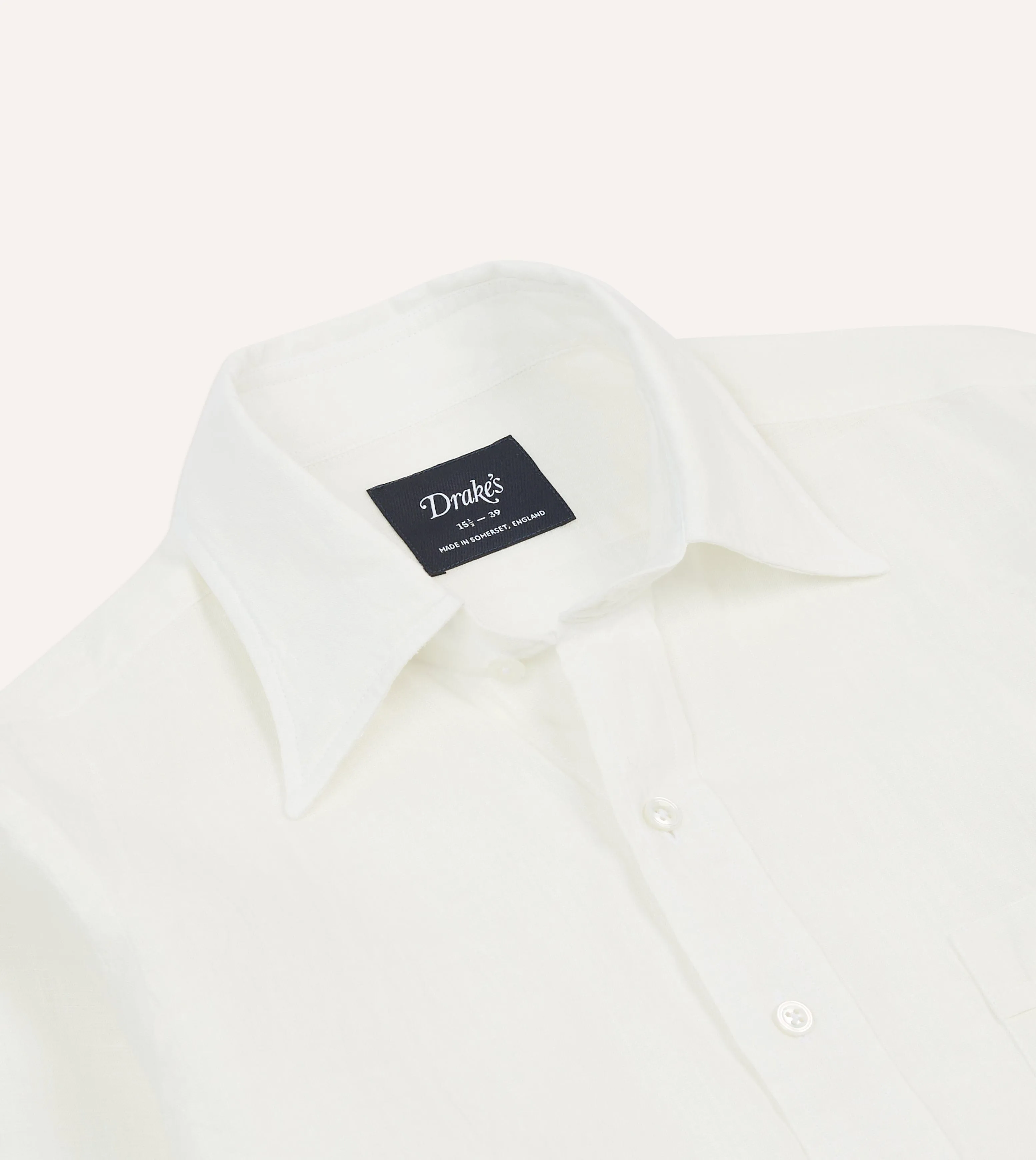 Ecru Linen Long Point Collar Shirt sold by Drake's London product image thumbnail 3