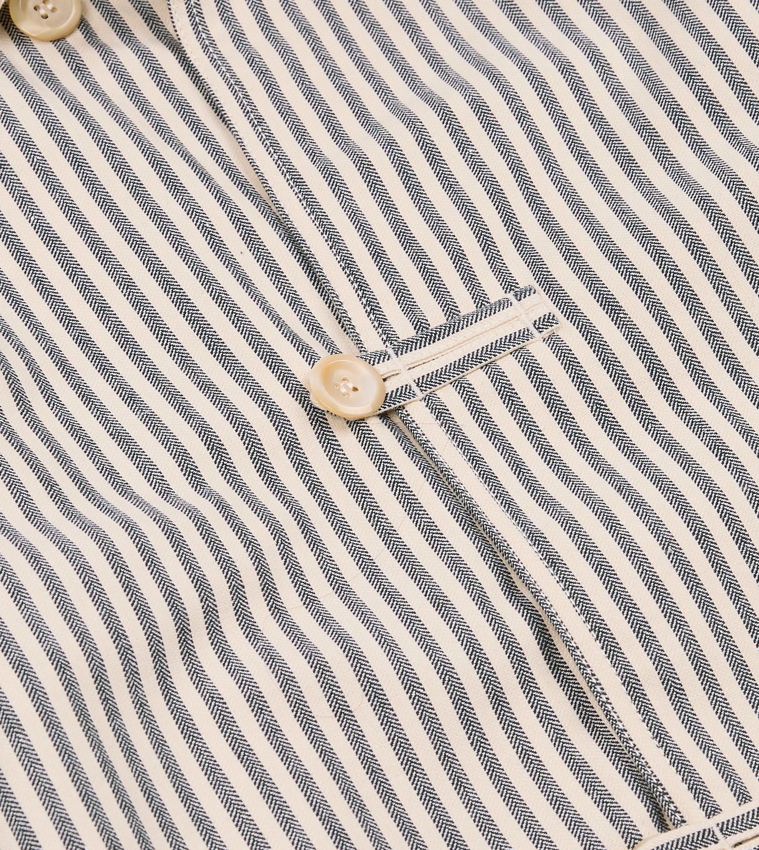 Blue and Ecru Stripe Cotton-Linen Deck Chore Jacket sold by Drake's London product image thumbnail 4